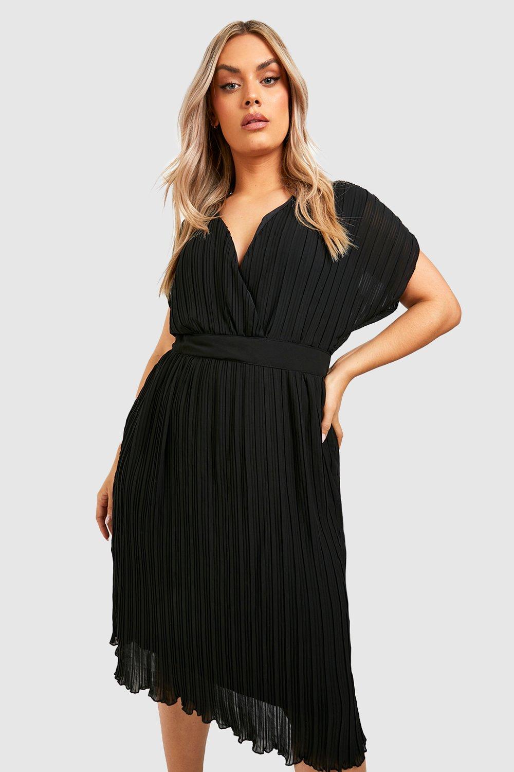 Plus Size Boohoo Black Wrap Dress Boohoo Womens Plus Occasion