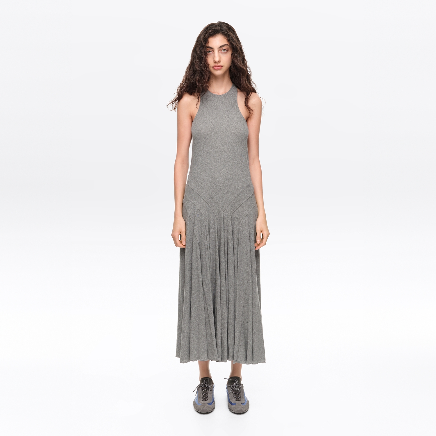 BIMBA Y LOLA Gray melange sleeveless midi dress