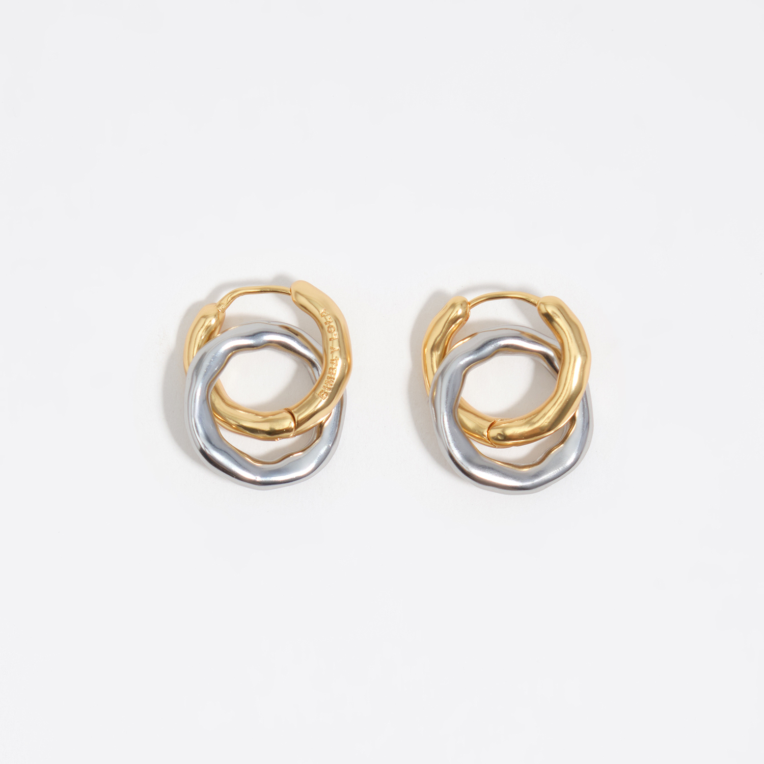 BIMBA Y LOLA Two-tone textured double hoop earrings