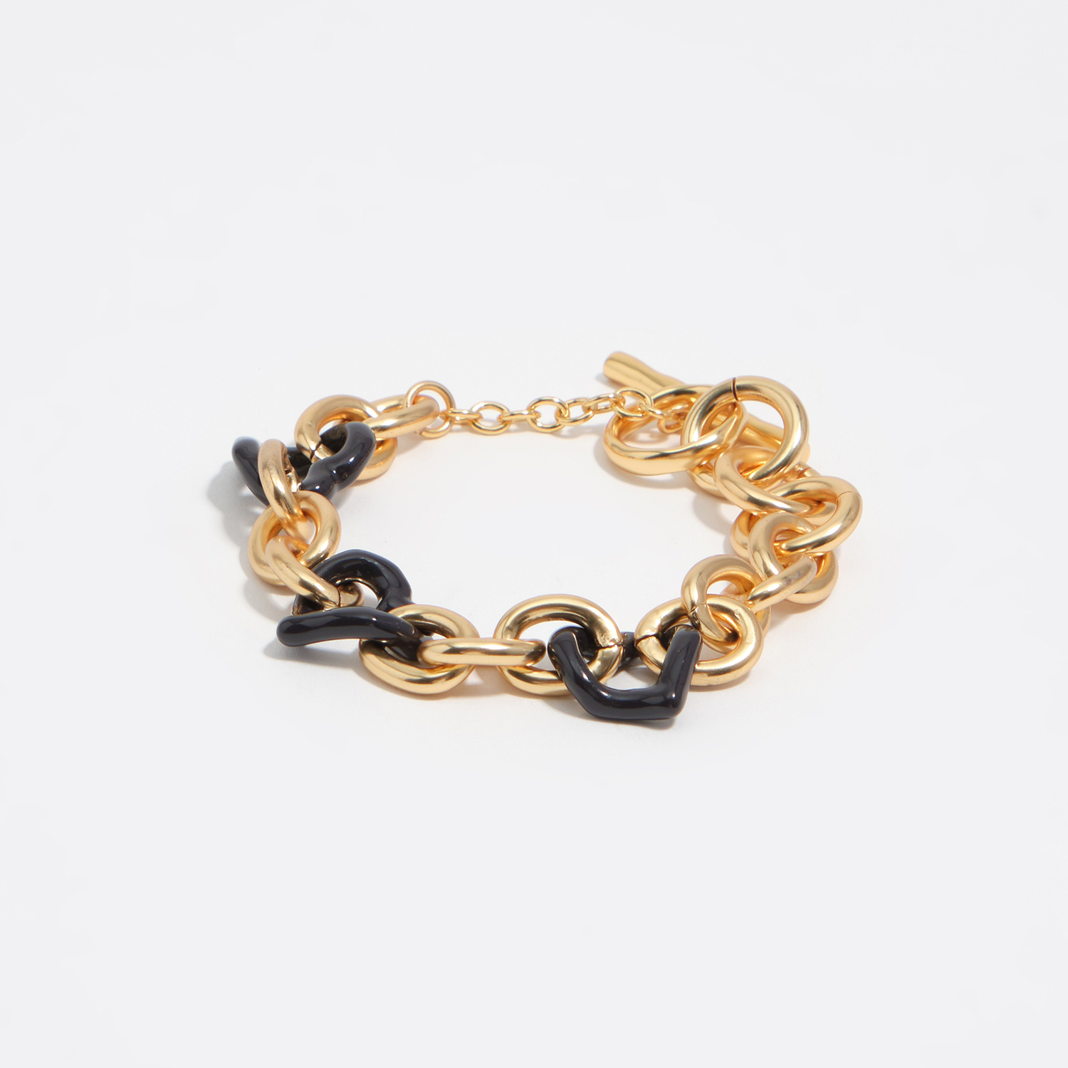 BIMBA Y LOLA Heart bracelet with gold texture and brown enamel