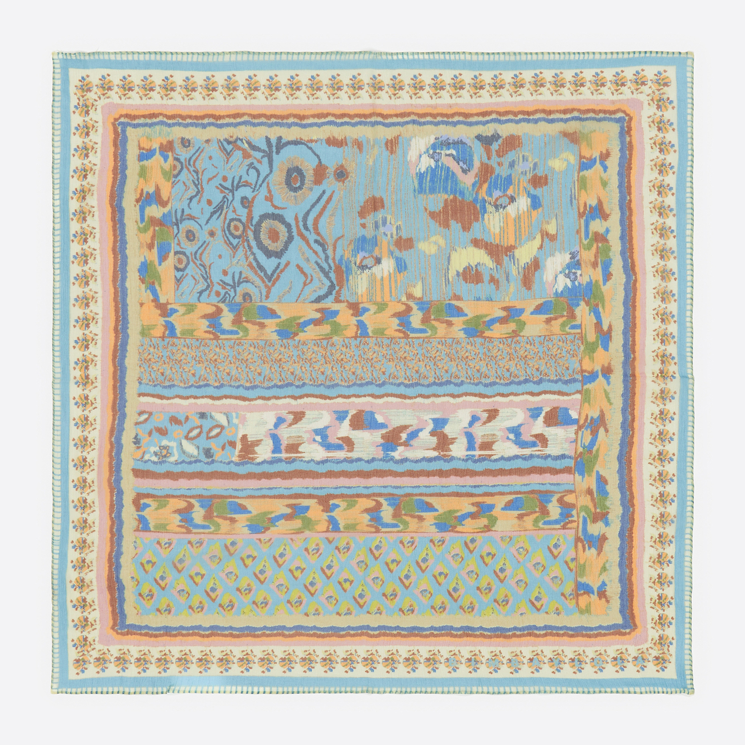 BIMBA Y LOLA Blue Ikat floral striped scarf