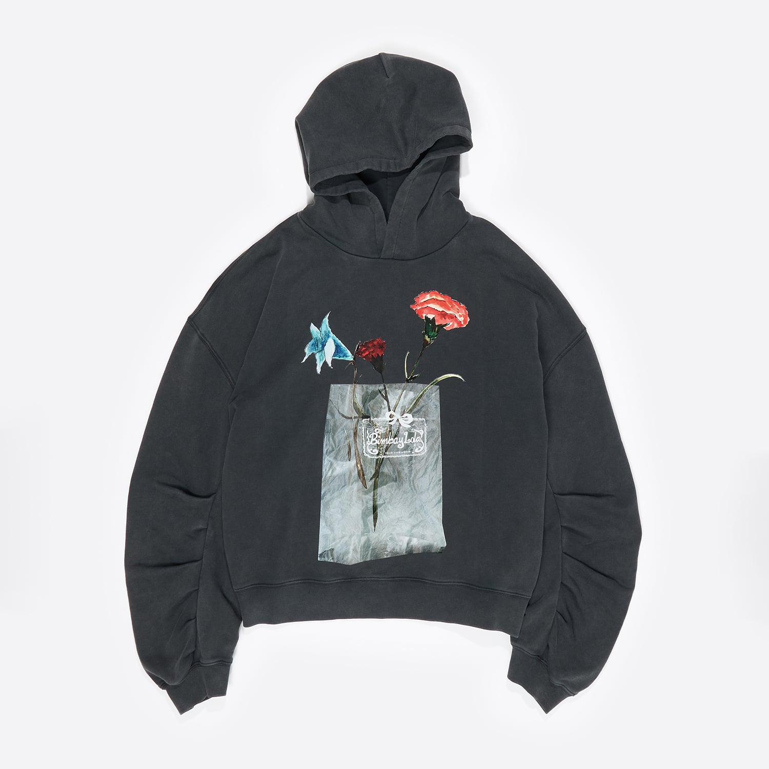 BIMBA Y LOLA Faded black floral logo hoodie
