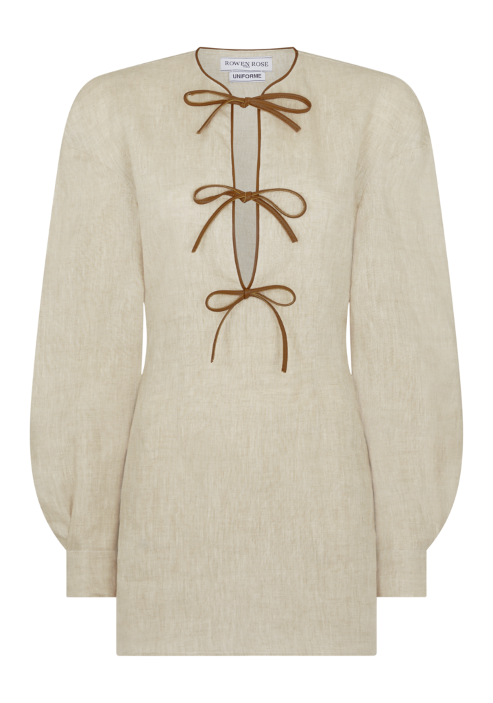 Rowen Rose Linen Bows Mini Dress | Rather Saucy Rowen Rose Linen Bows Mini Dress | Rather Saucy