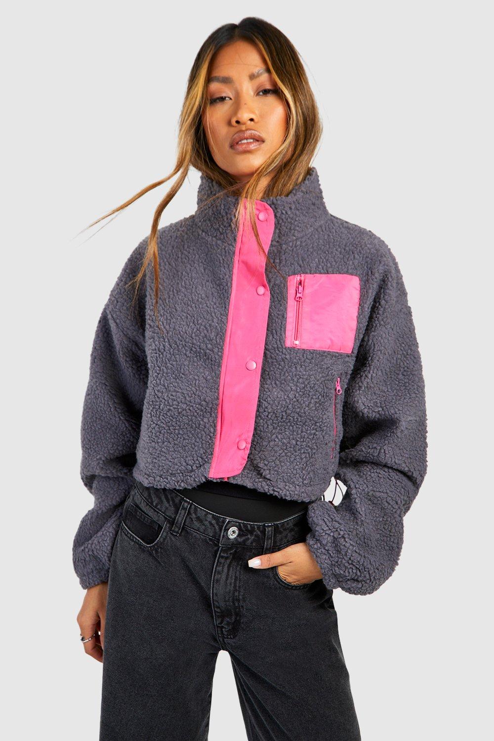 Teddy jacket boohoo deals