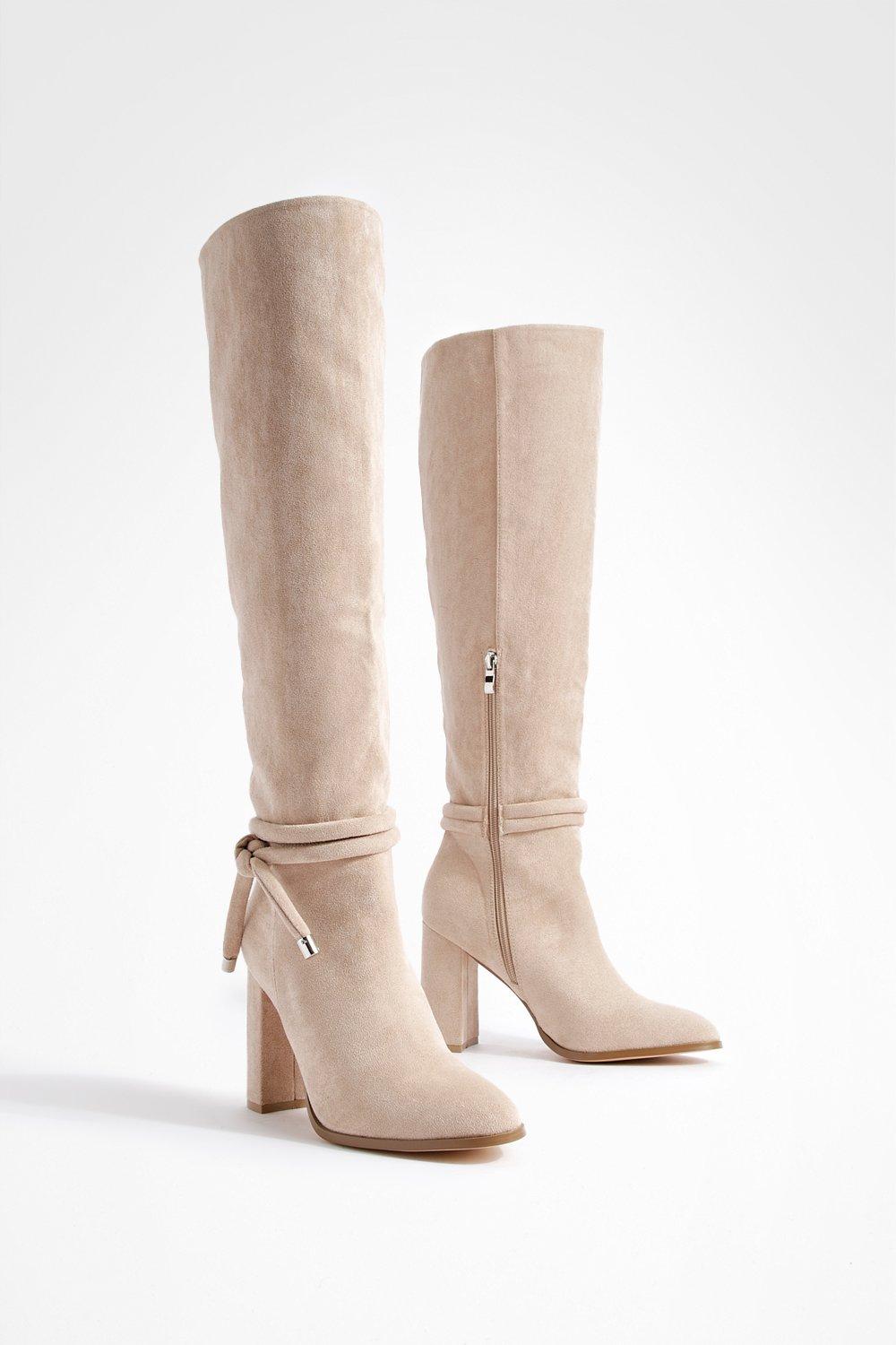 Tie knee high boots top