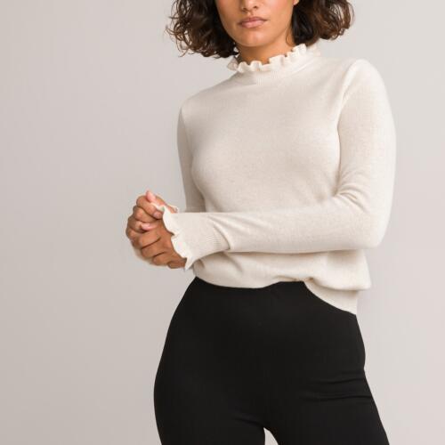 La Redoute Collections Recycled Cashmere Wool Jumper with Ruffled Collar Rather Saucy
