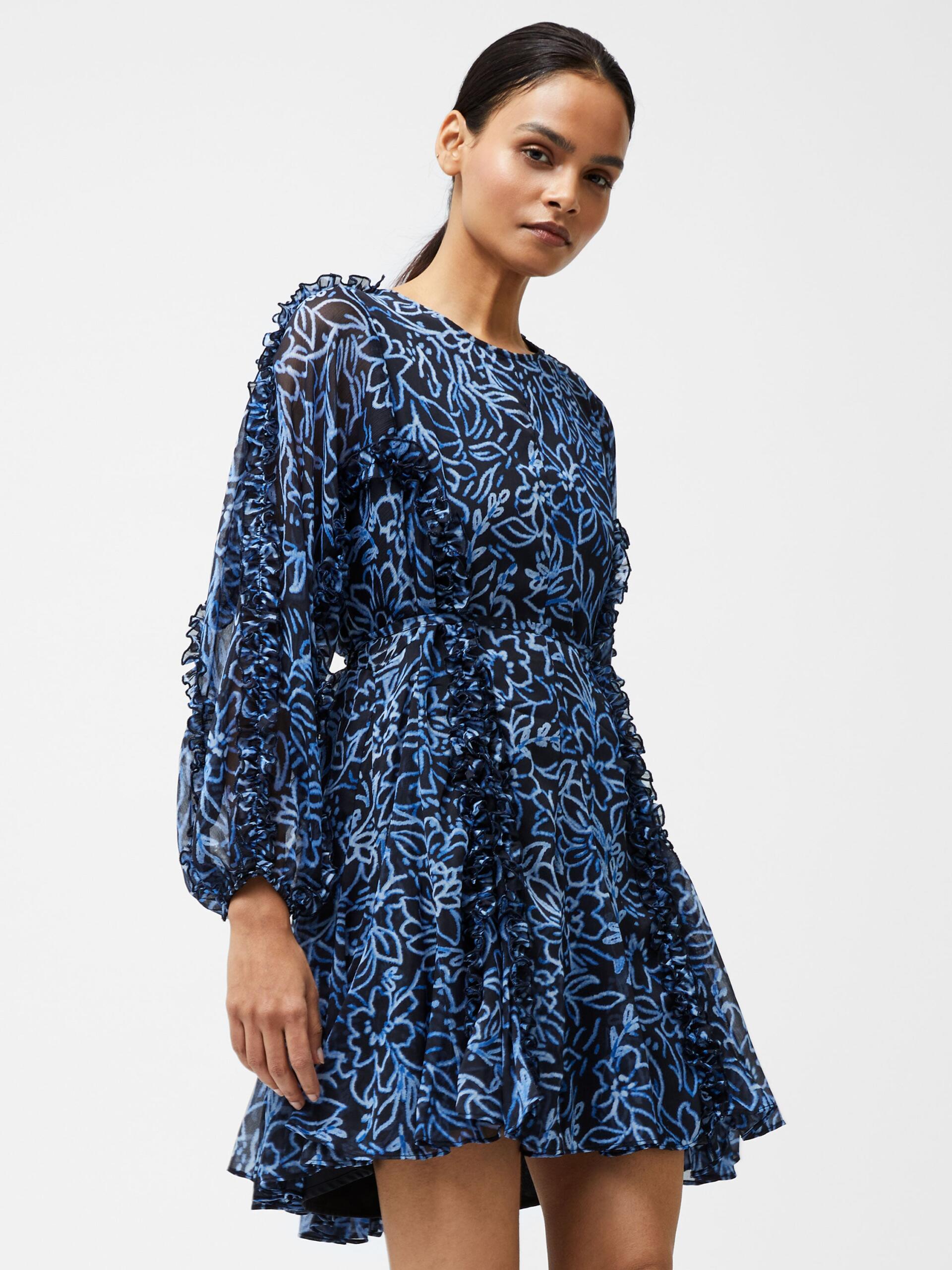 Photograph of French Connection Anna Emina Chiffon Mini Dress Navy Multi