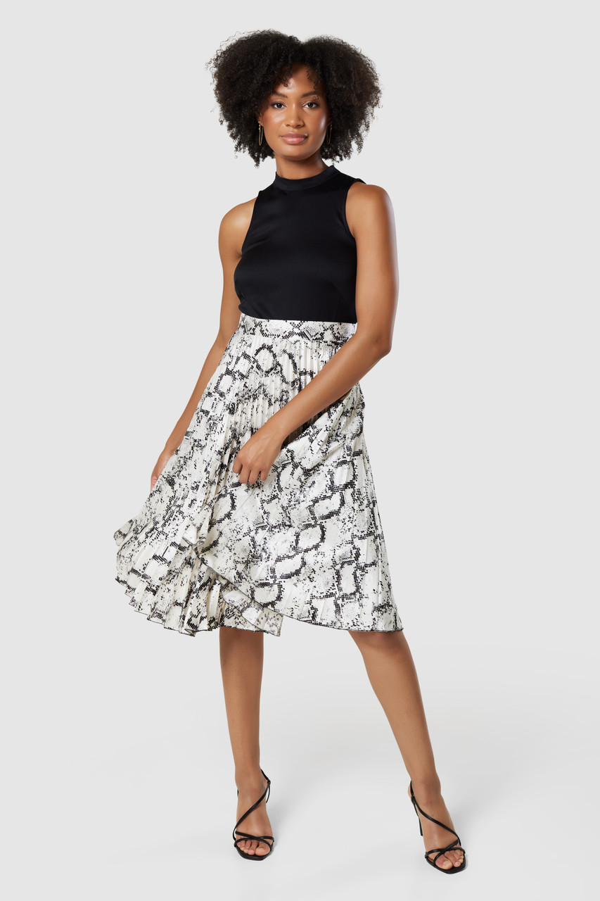 Photograph of Closet London Black Zebra Jacquard Pleated Skirt Dress