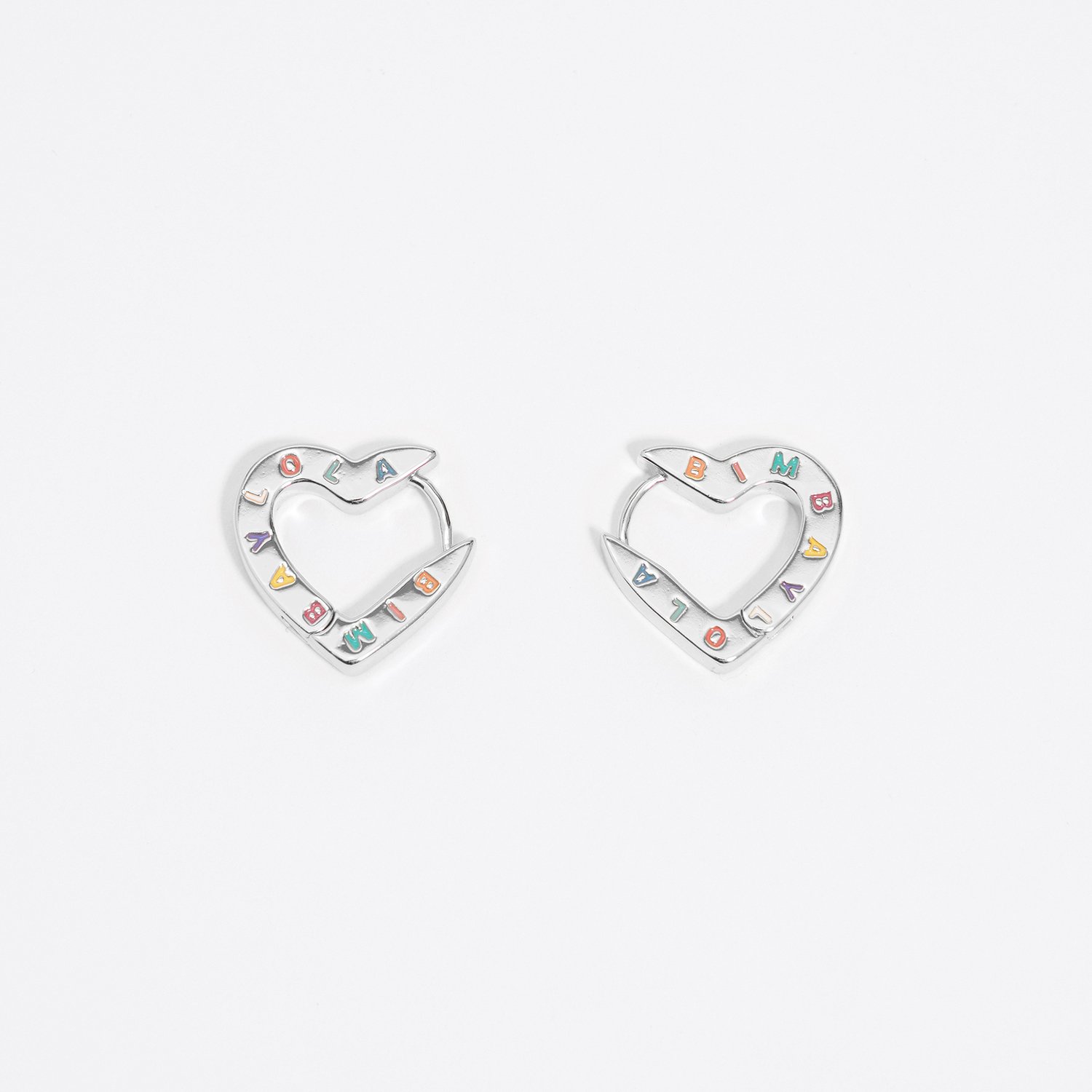 Photograph of BIMBA Y LOLA Heart logo hoop earrings