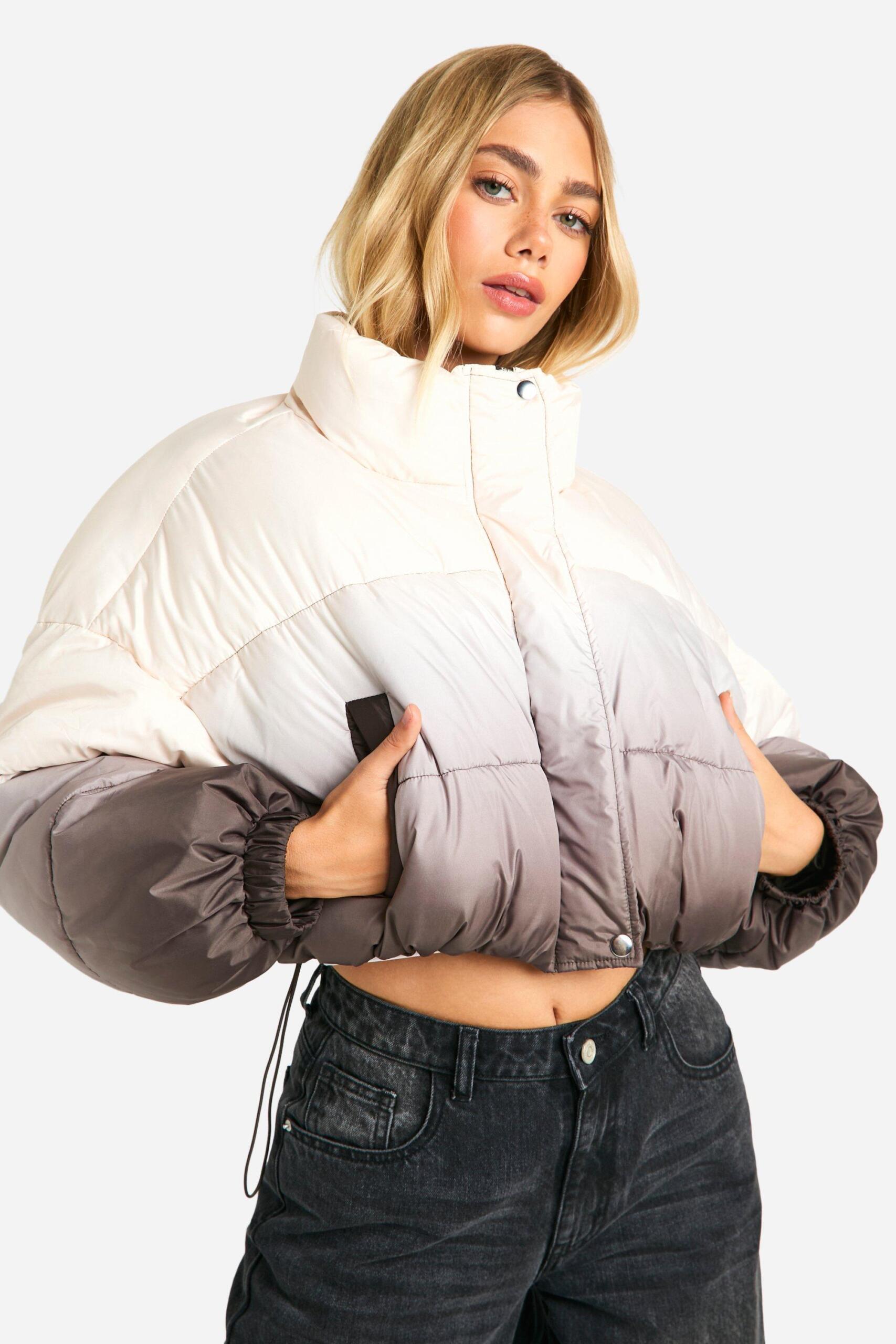 Boohoo Womens Ombre Puffer Jacket Rather Saucy