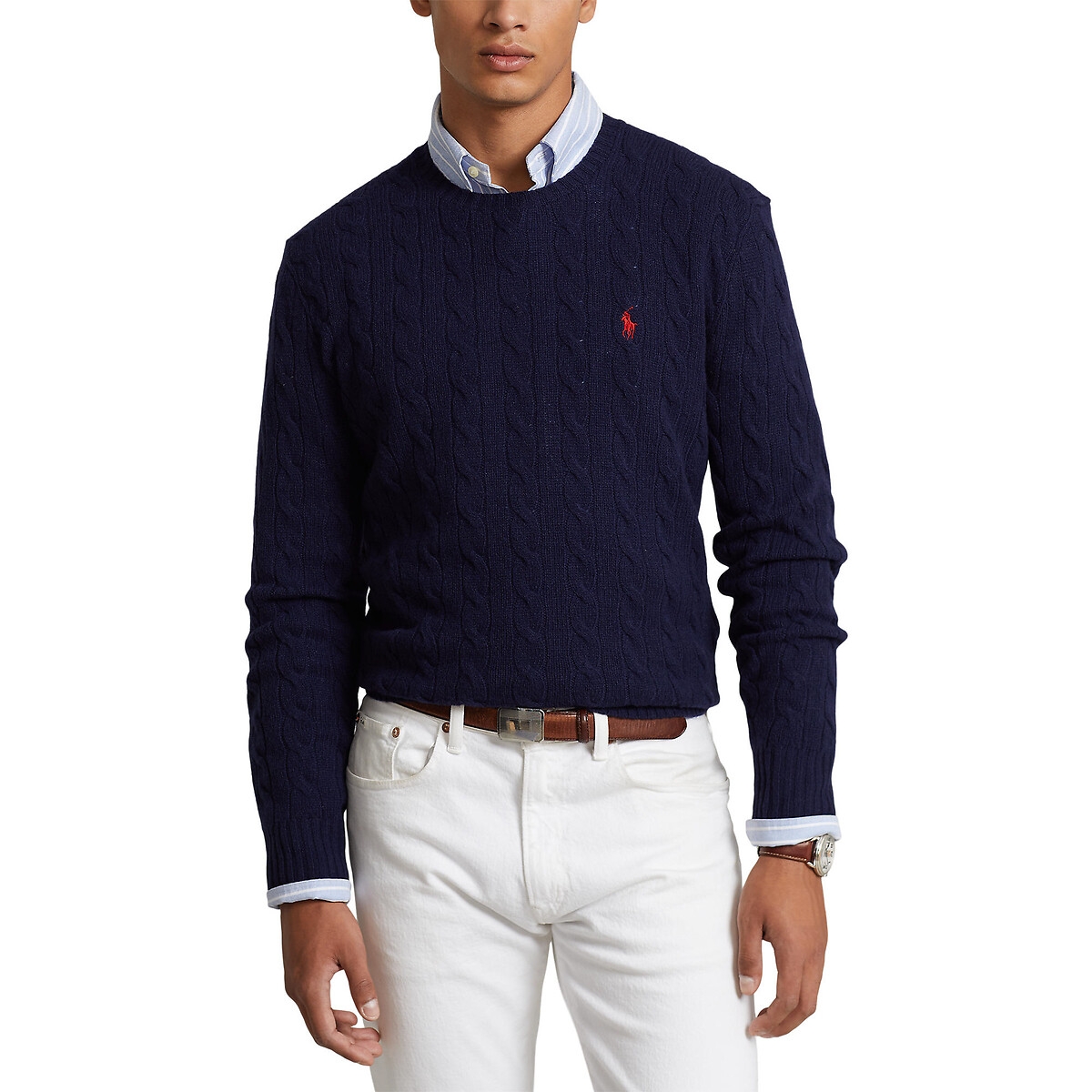 Photograph of Polo Ralph Lauren Wool/Cashmere Jumper in Cable Knit with Crew Neck