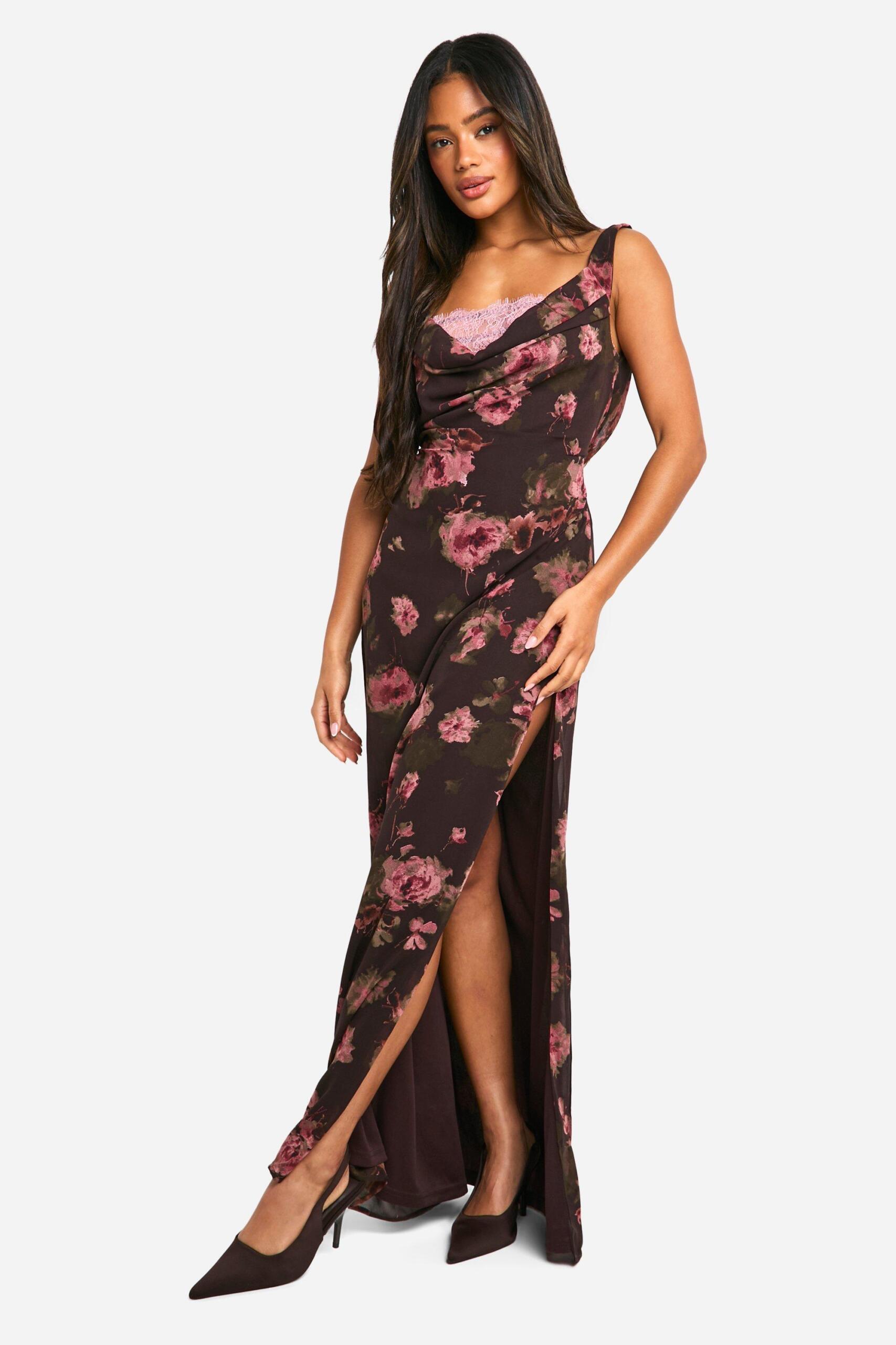 Lace trim maxi dress clearance