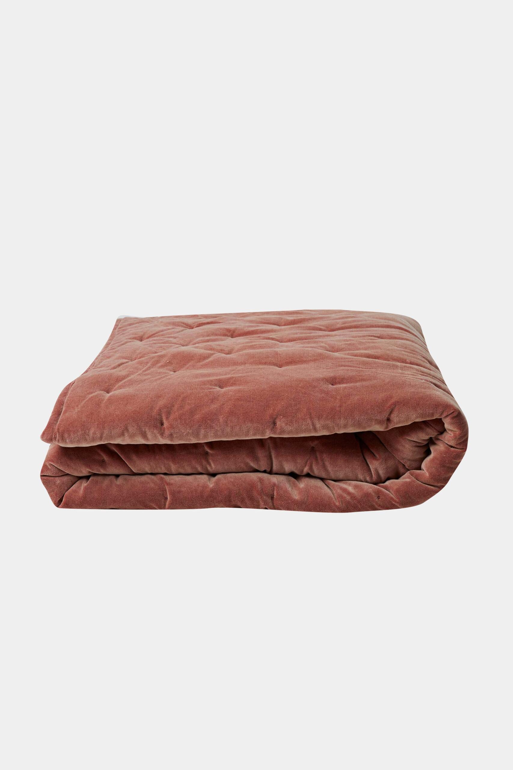 Photograph of French Connection Velvet Bedspread Dusty Pink