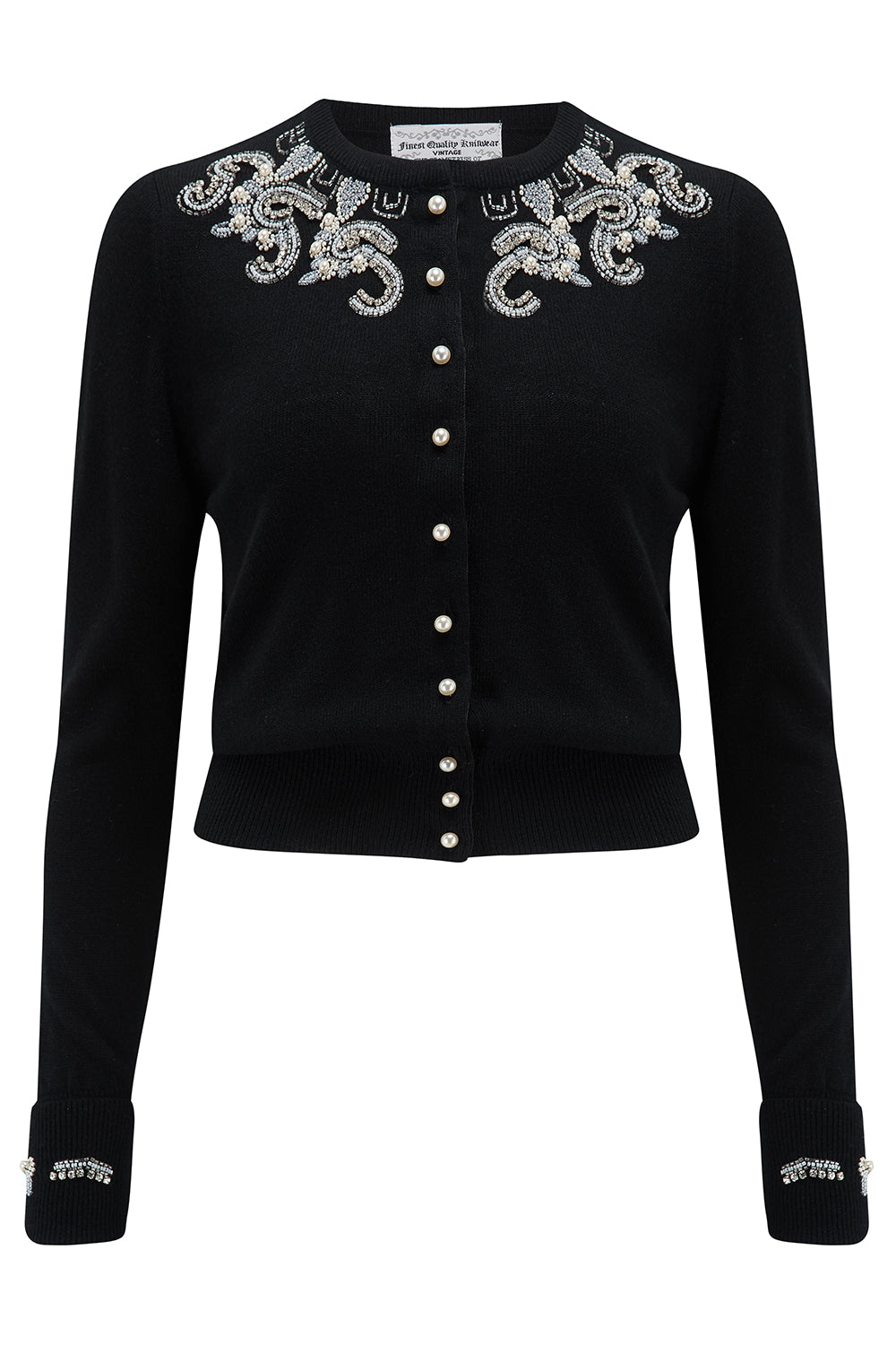 Photograph of The Seamstress Of Bloomsbury *Make Do & Mend* Sample Sale "Beaded Cardigan" Black Size M/L .. PLEASE READ FULL DESCRIPTION ..