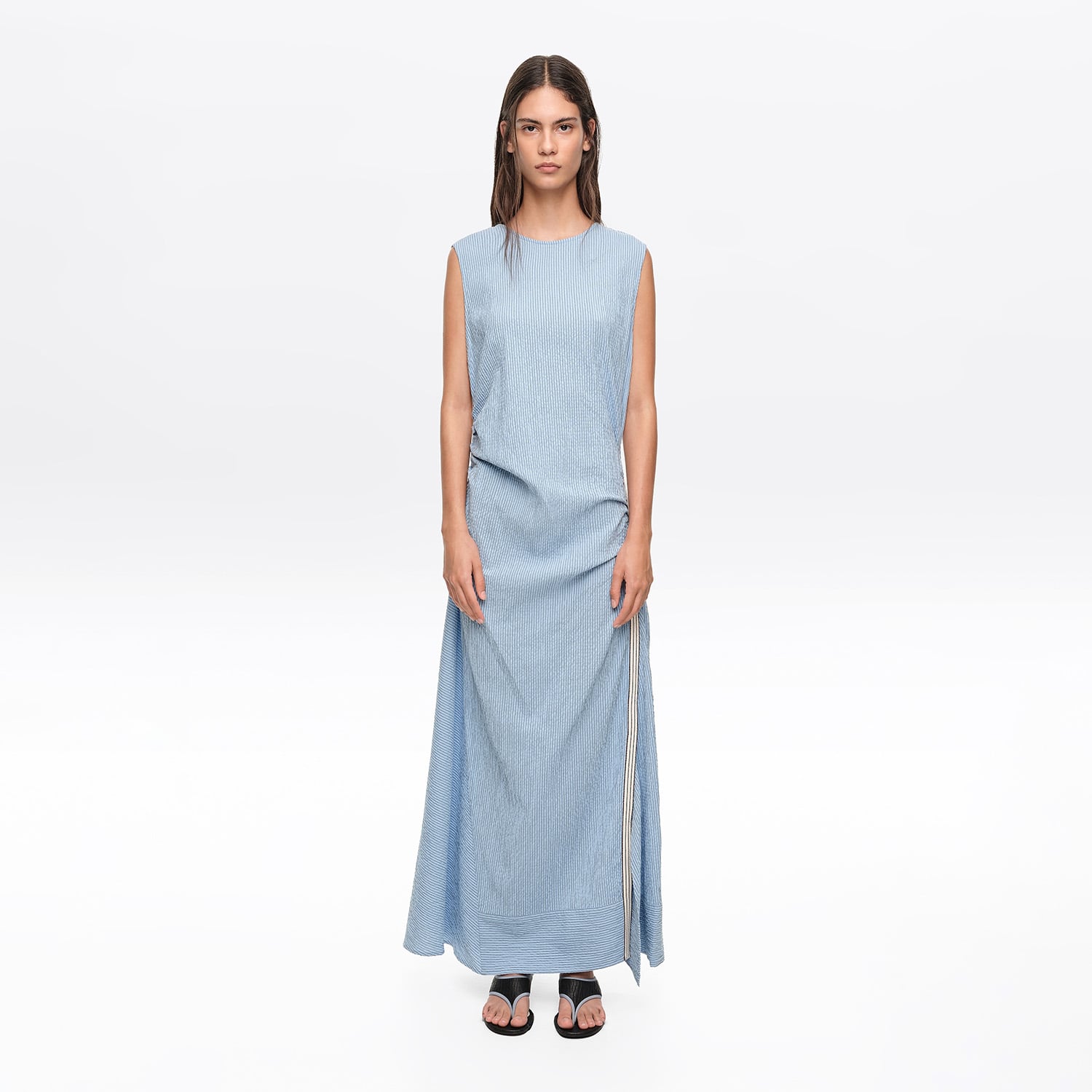 BIMBA Y LOLA Sleeveless dress with blue striped overlay strap