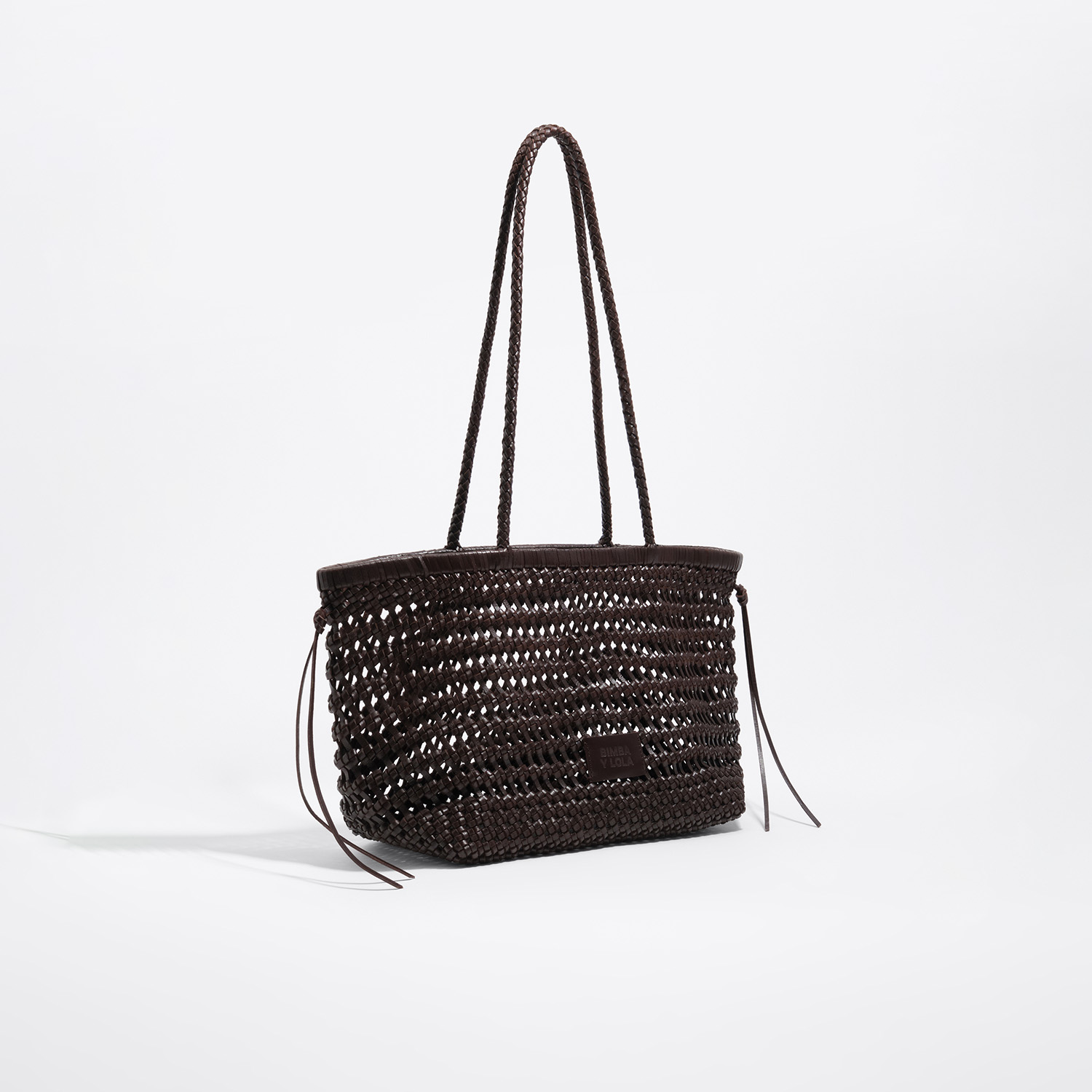 BIMBA Y LOLA Large brown plaited leather shopper bag