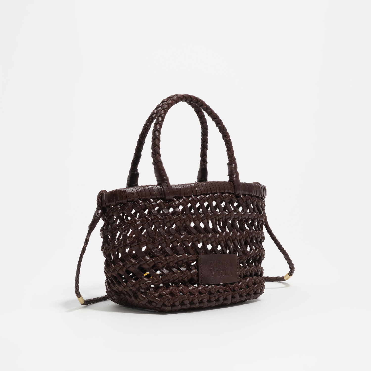 BIMBA Y LOLA Dark brown plaited leather mini bag