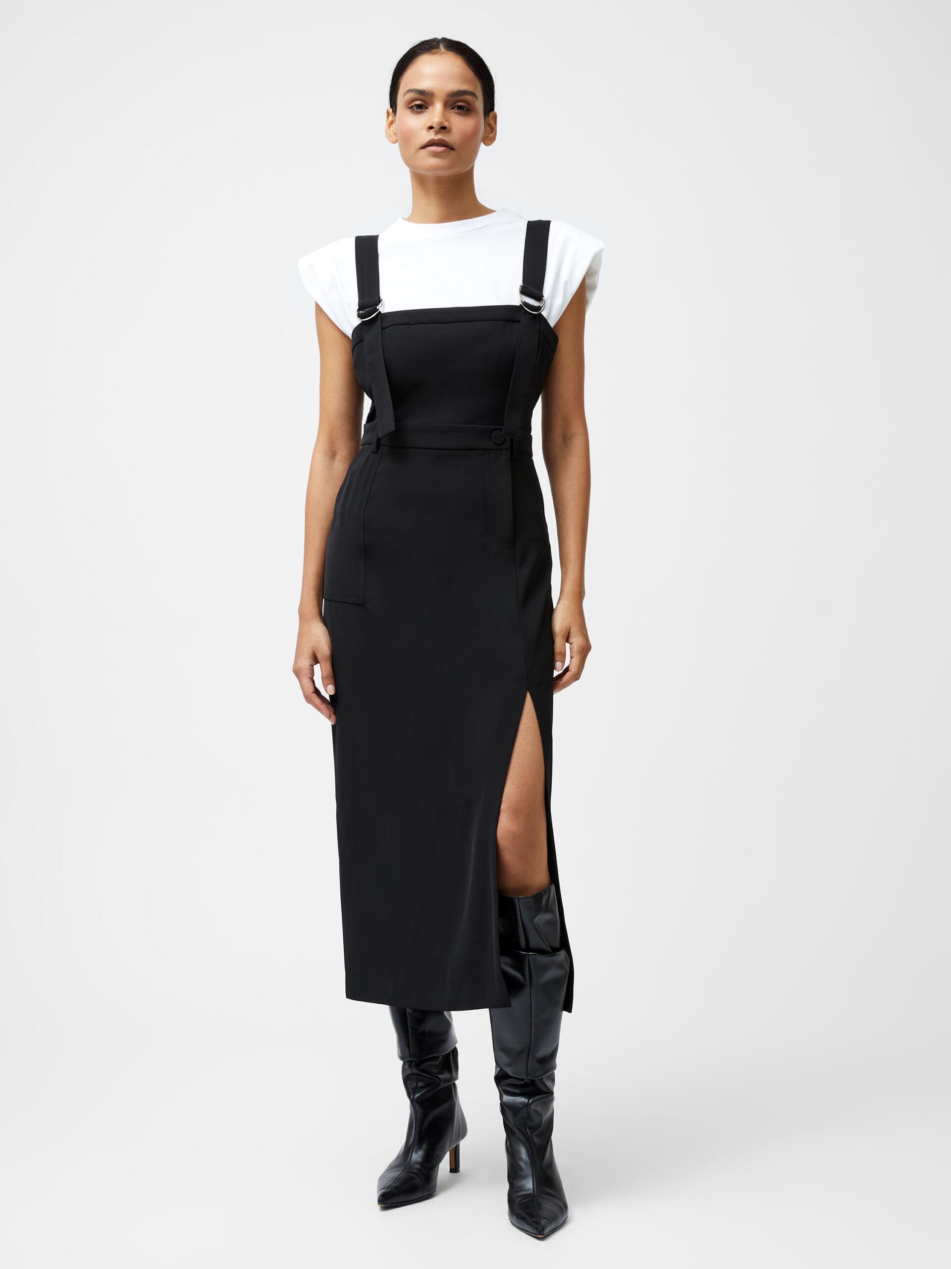 Photograph of French Connection Harrie Suiting Pinafore Midi Dress Black