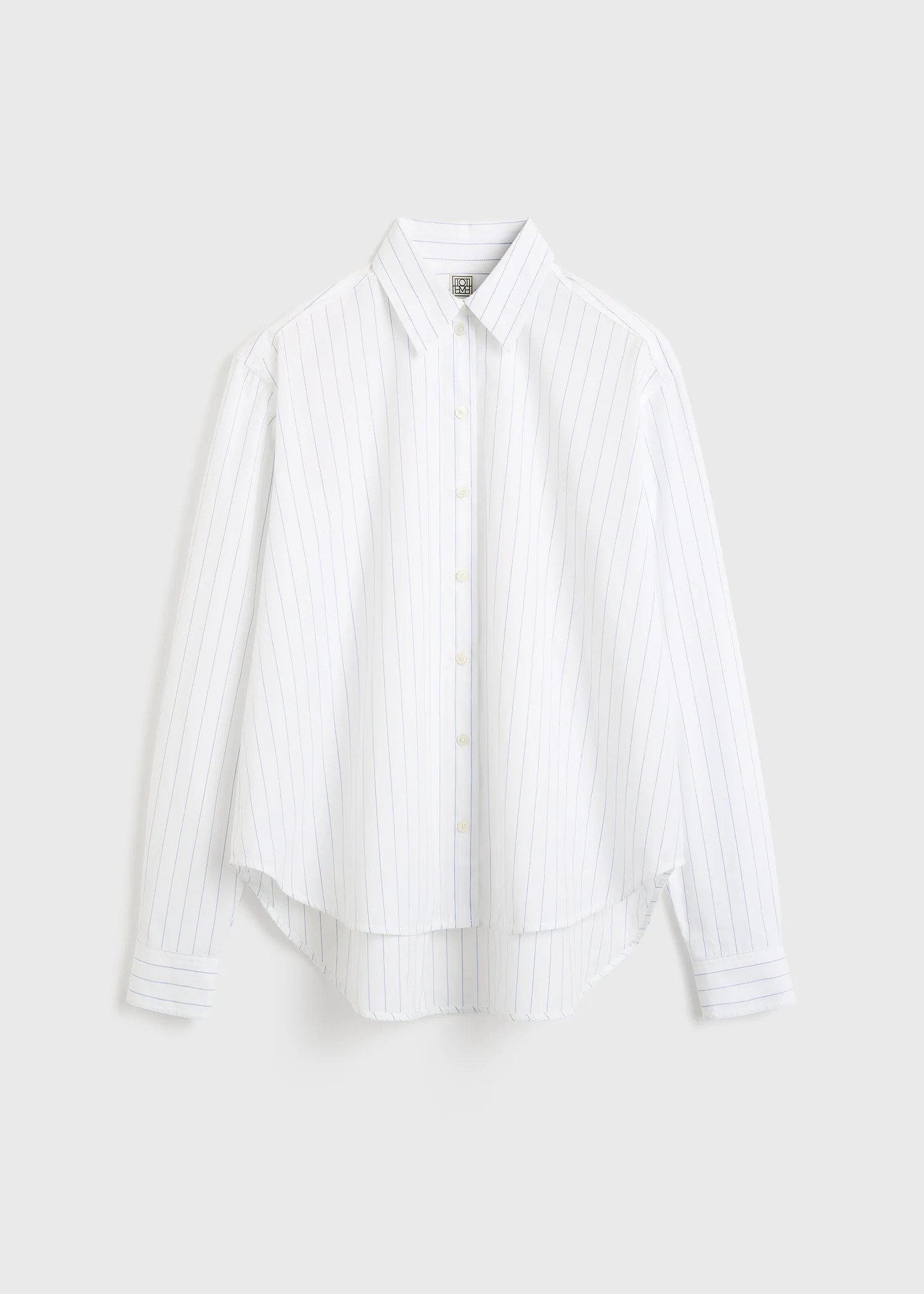 Photograph of Toteme Monogram Striped Shirt Cobalt Blue