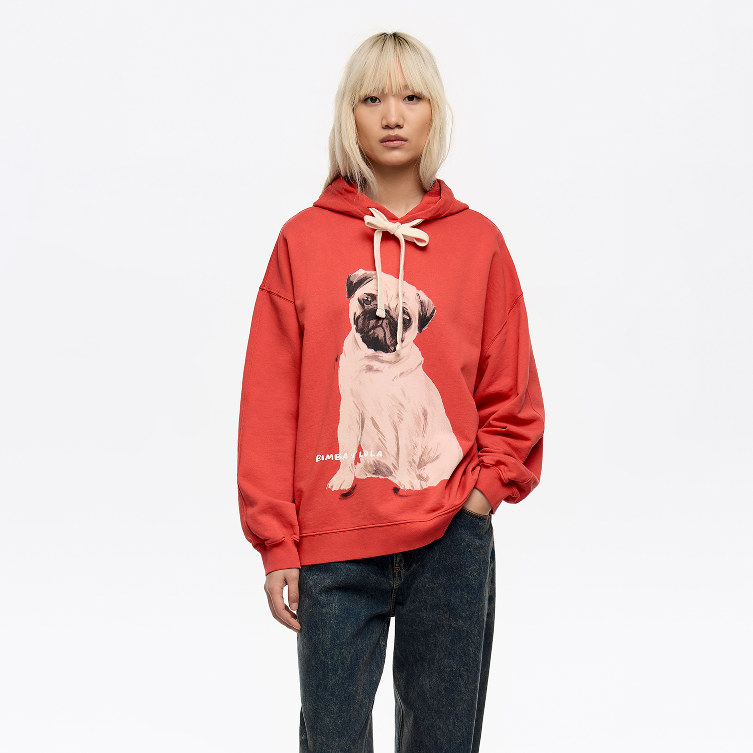 BIMBA Y LOLA Red pug logo hoodie