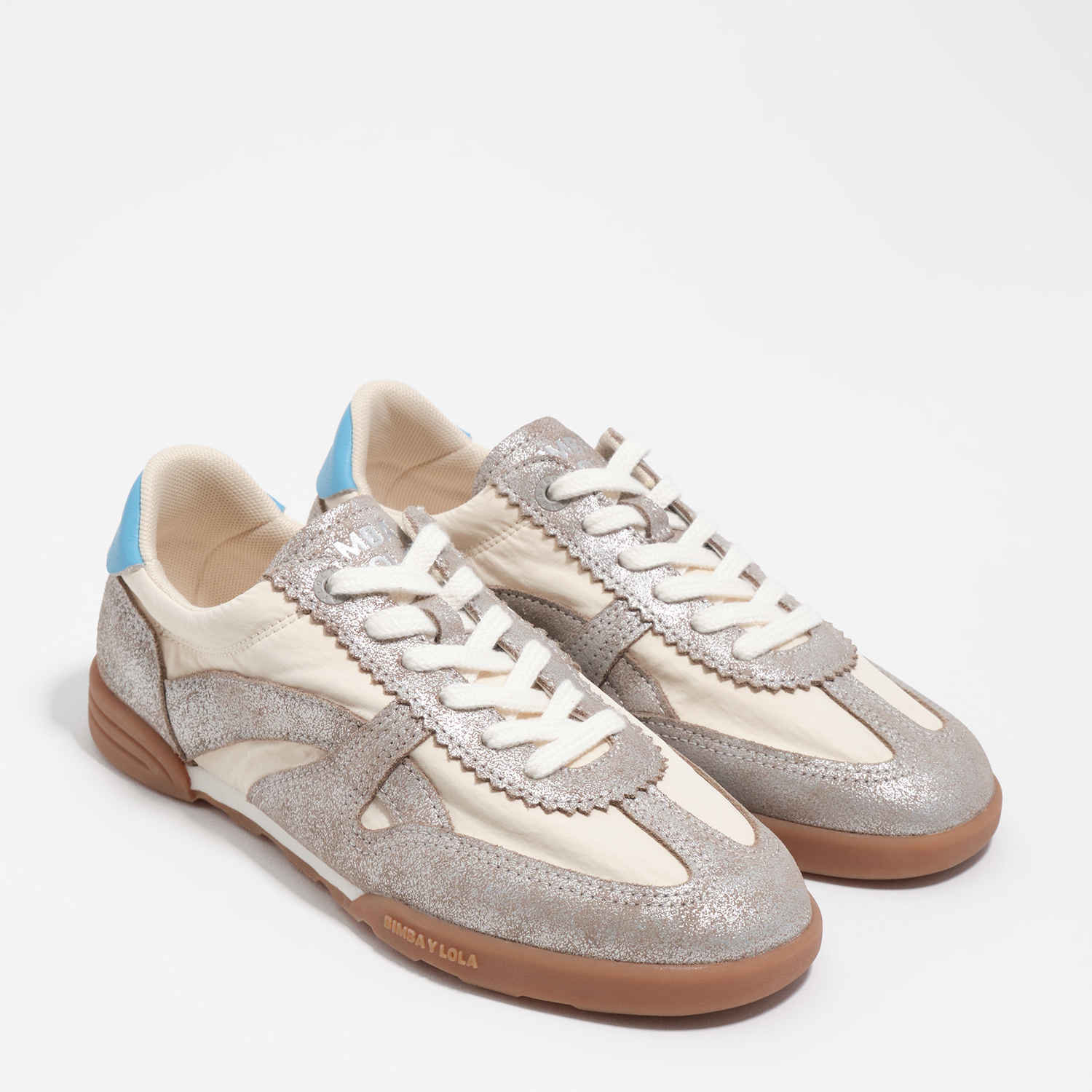 BIMBA Y LOLA Silver suede and nylon 13 16 indoor sneaker