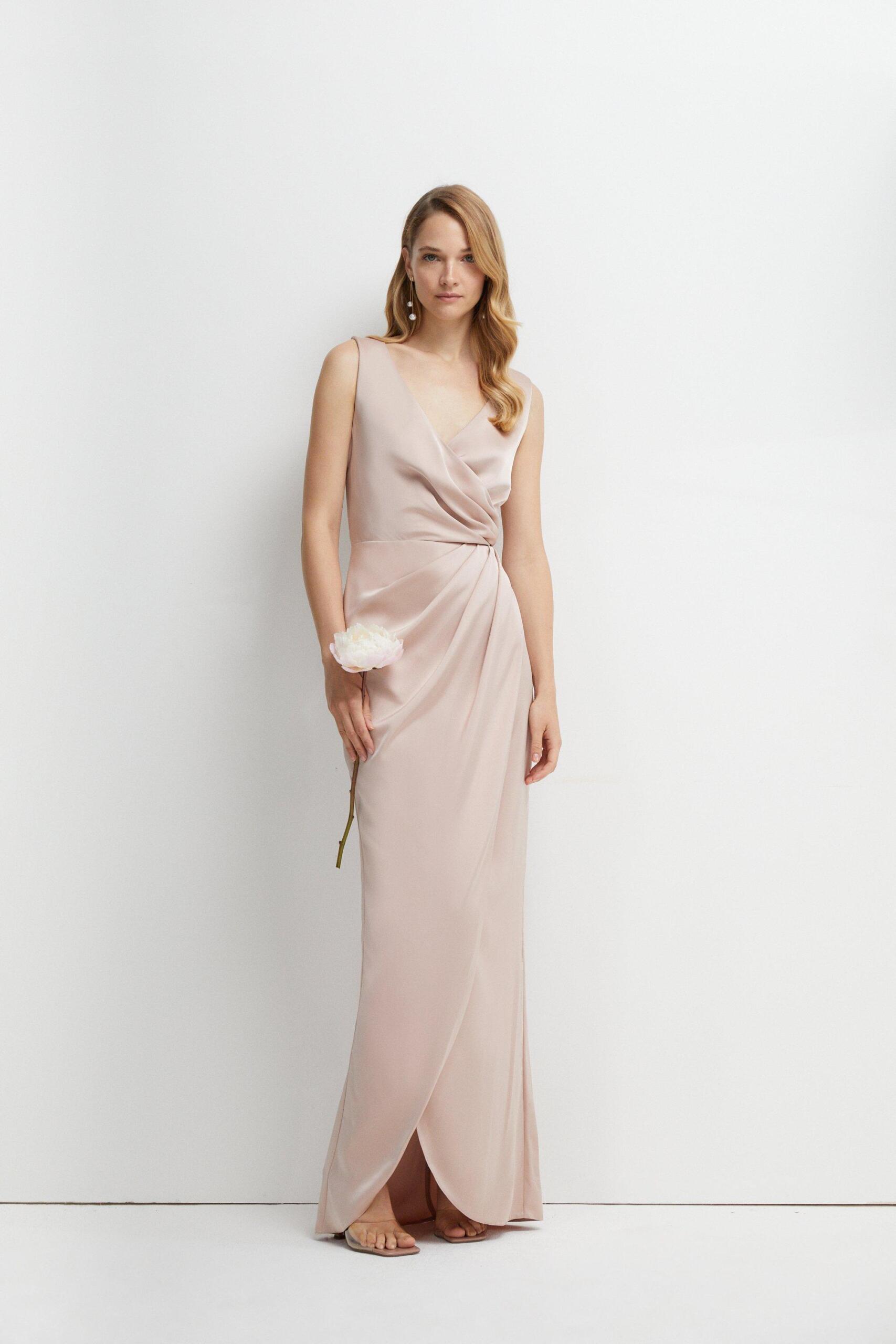 Coast Ruched Waist Detail Satin Bridesmaids Dress