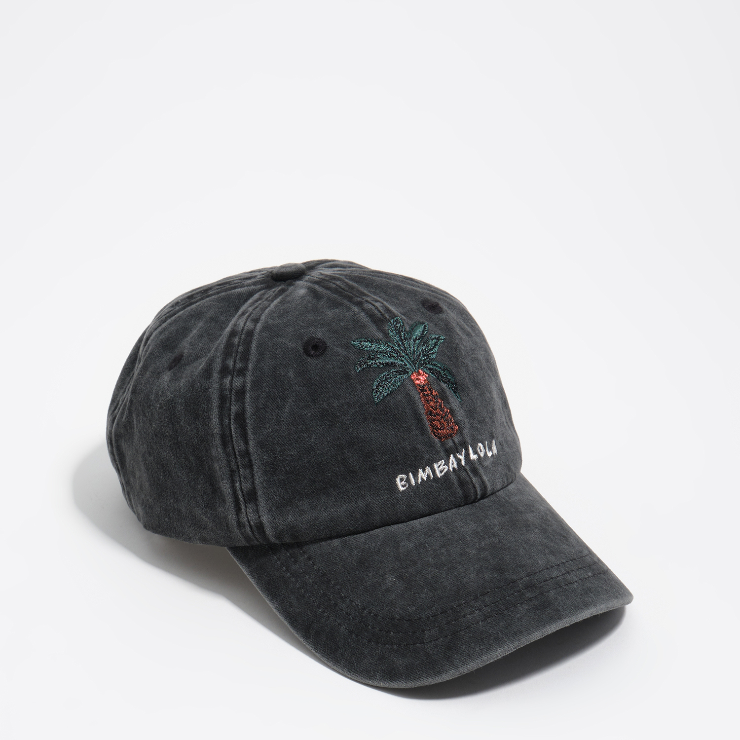 BIMBA Y LOLA Washed black palm tree cotton cap