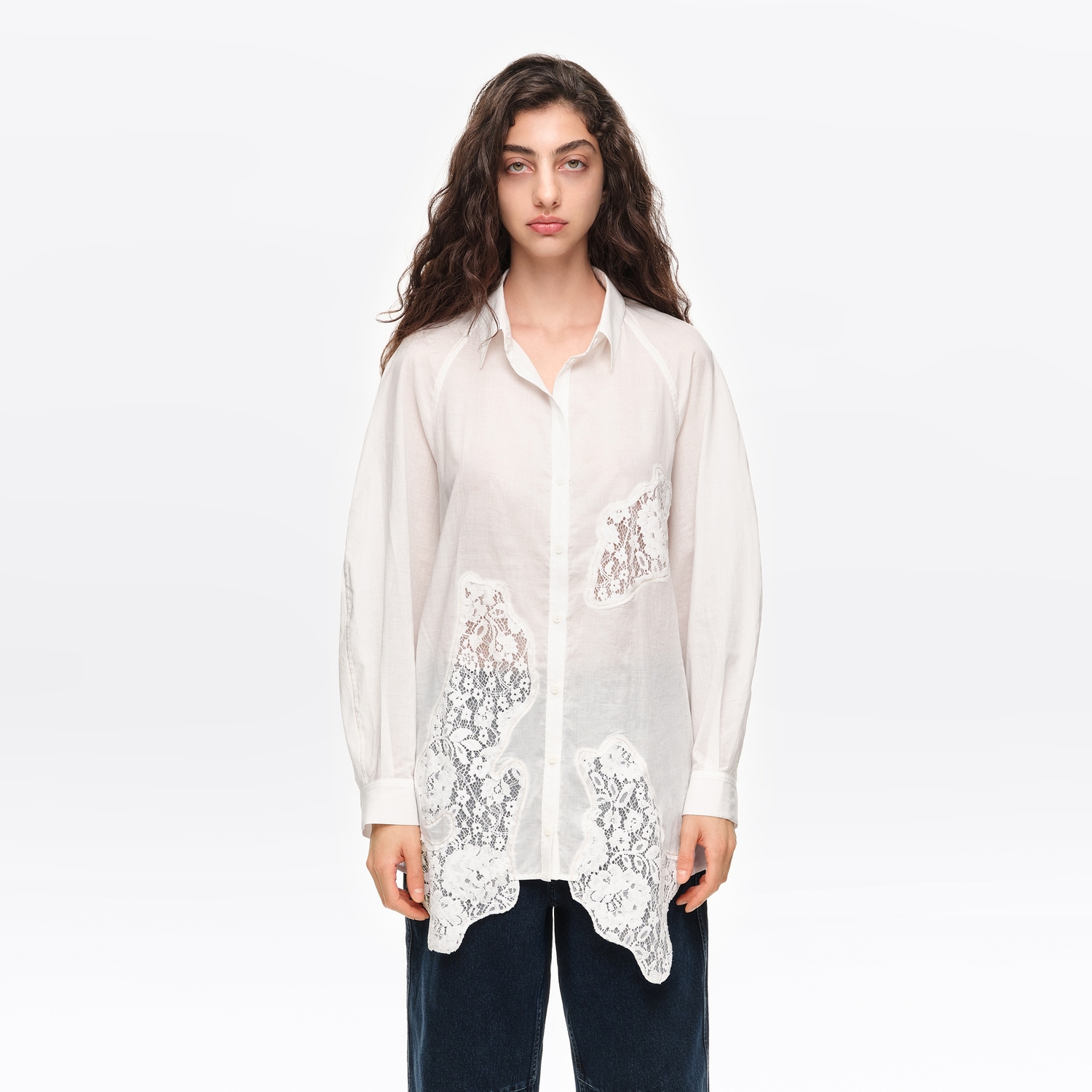 BIMBA Y LOLA Ivory oversize lace T-shirt