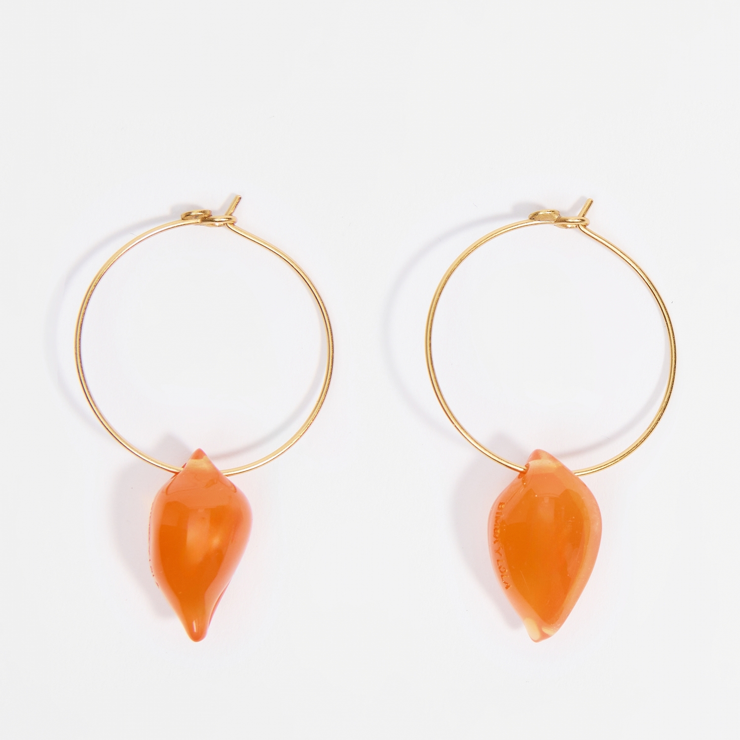 BIMBA Y LOLA Orange resin seashell hoop earrings