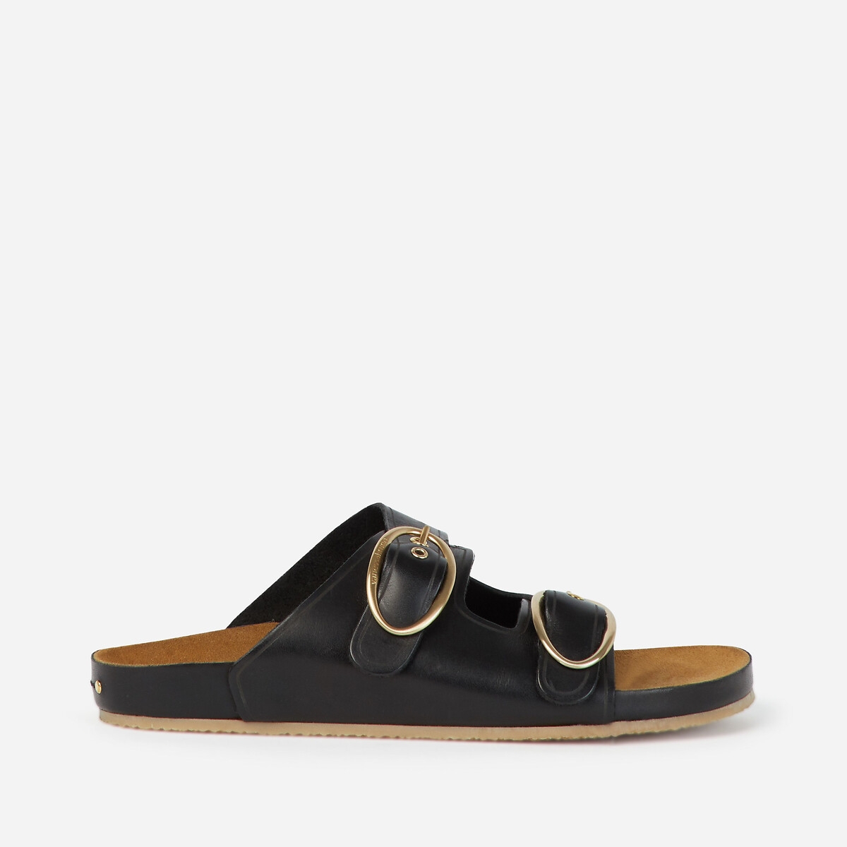 Photograph of Vanessa Bruno Leather Flat Sandals with Metal Buckles