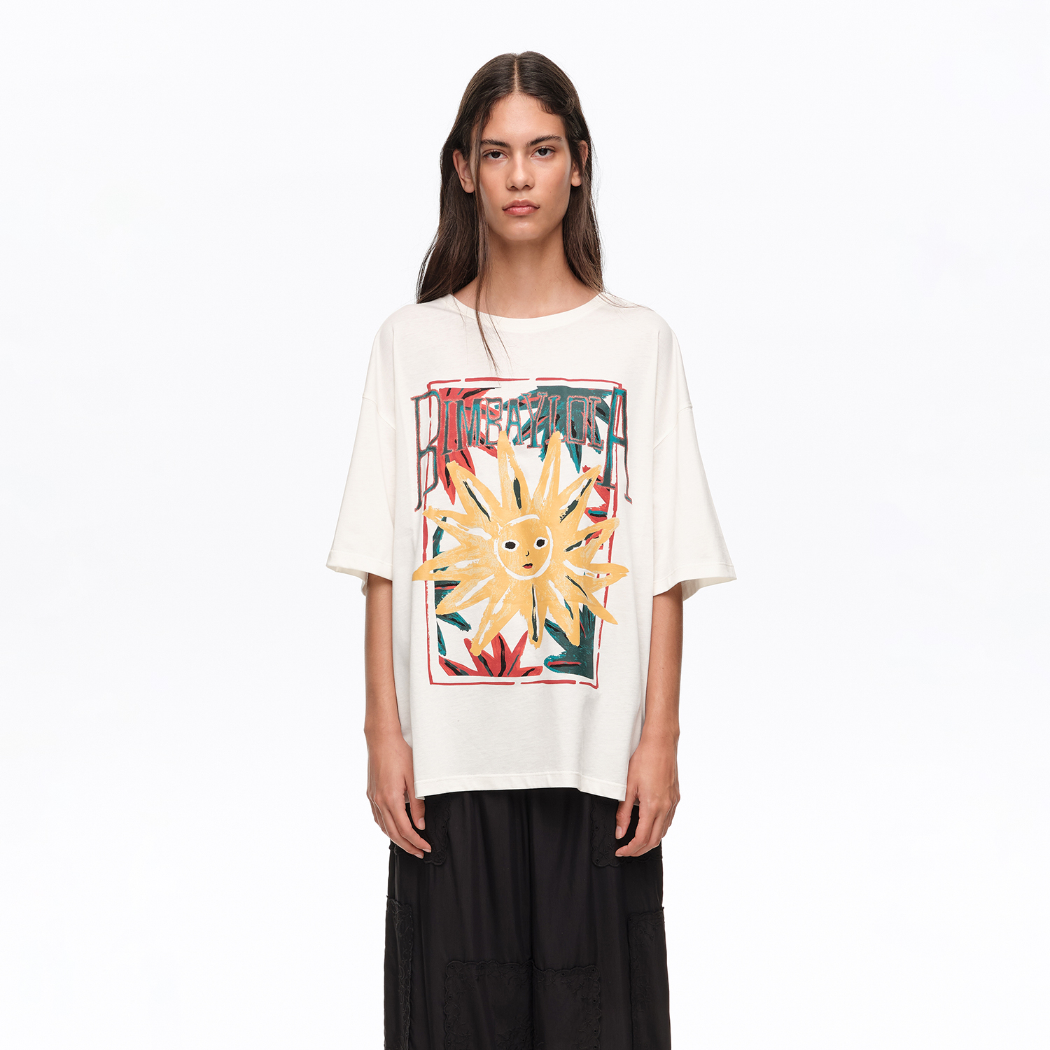 BIMBA Y LOLA Ivory Sun logo T-shirt