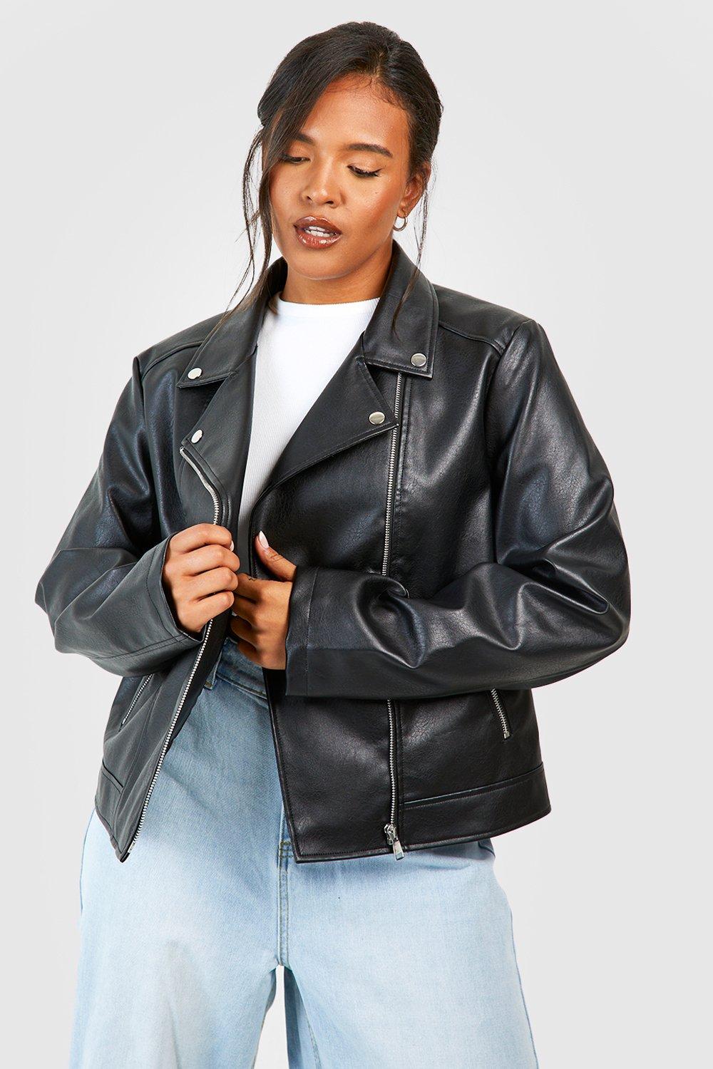 Boohoo Womens Plus Faux Leather Biker Jacket Rather Saucy