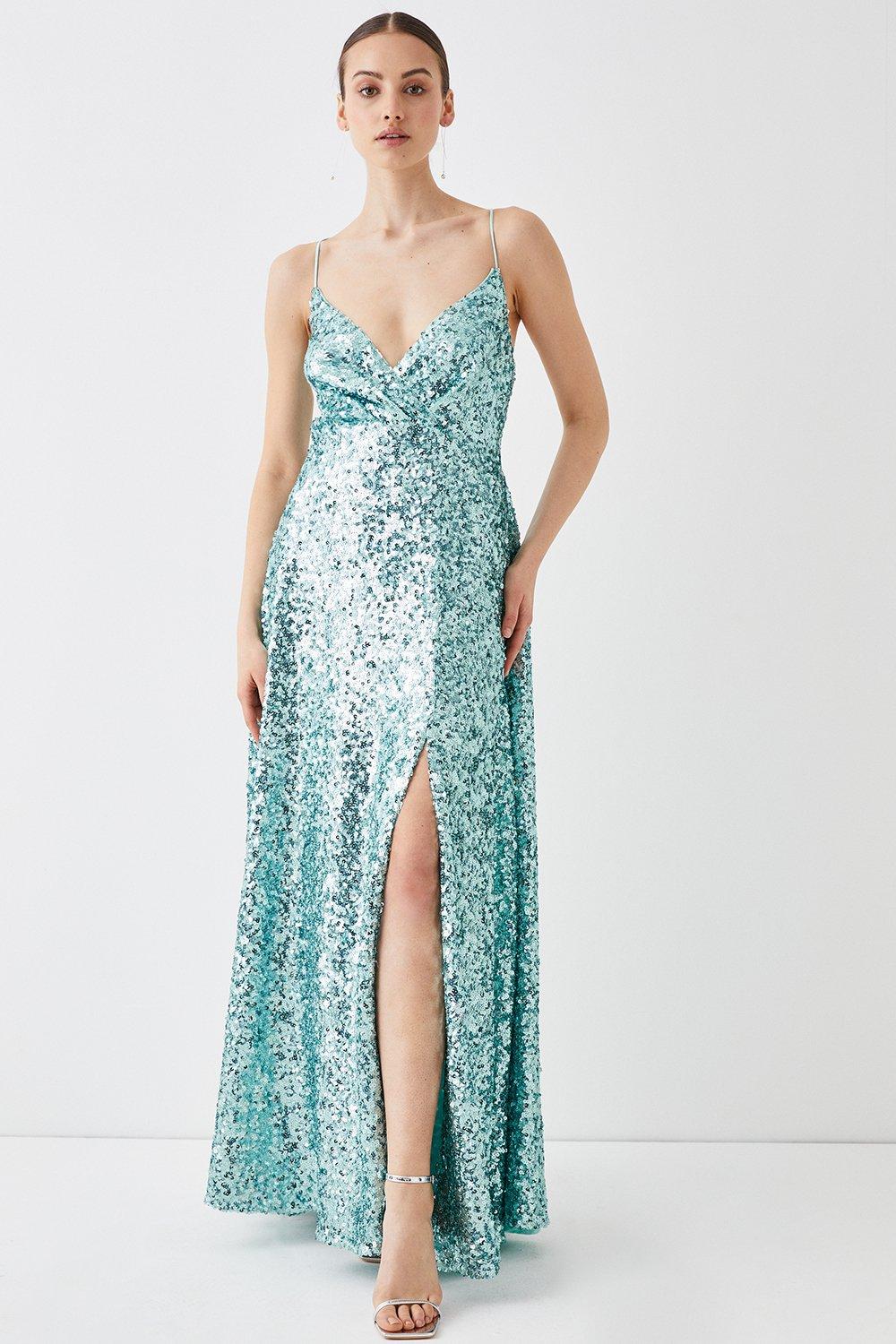Dorothy Perkins Womens Sequin Cross Back Maxi Prom Dress Rather Saucy