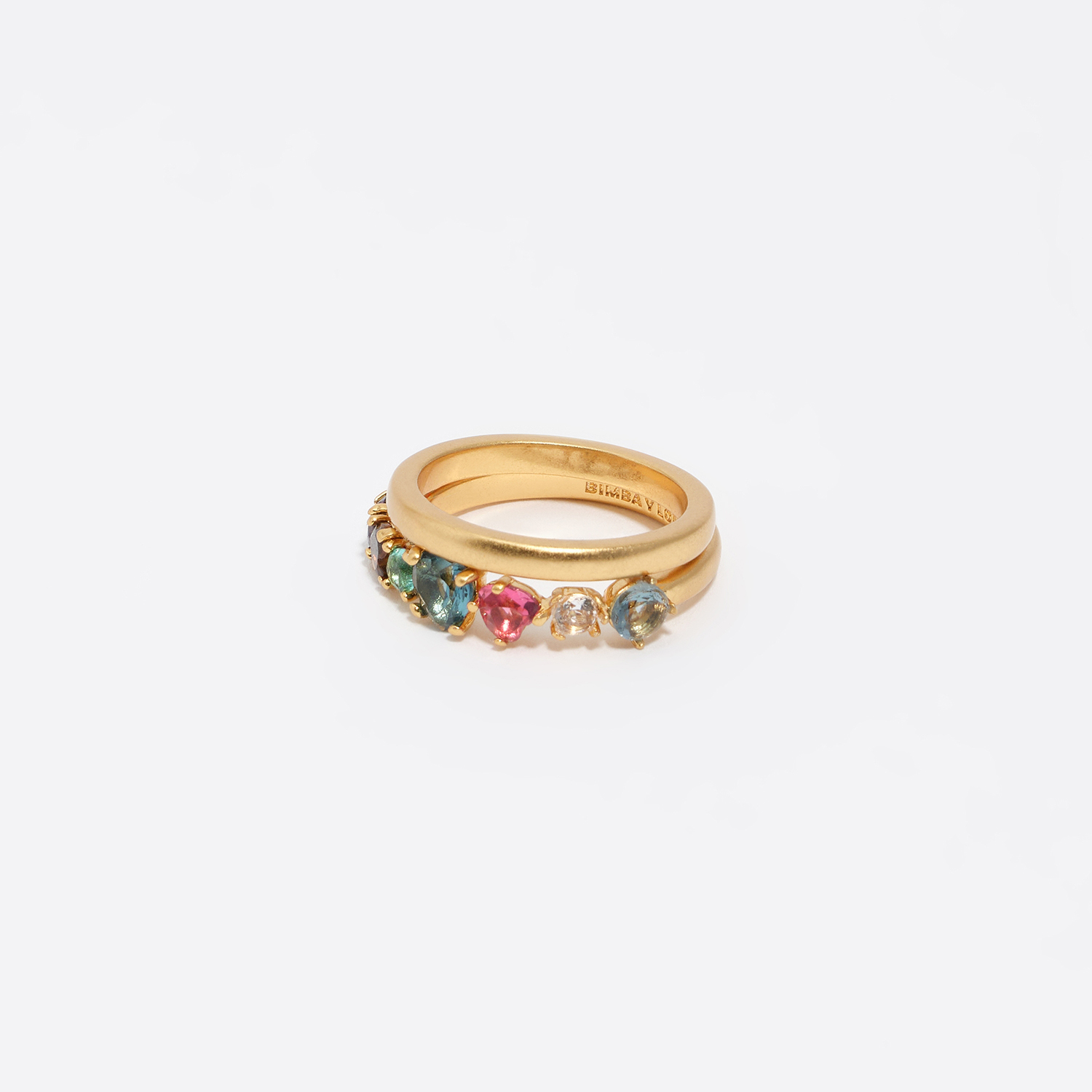 BIMBA Y LOLA Set of 2 gold crystals heart rings