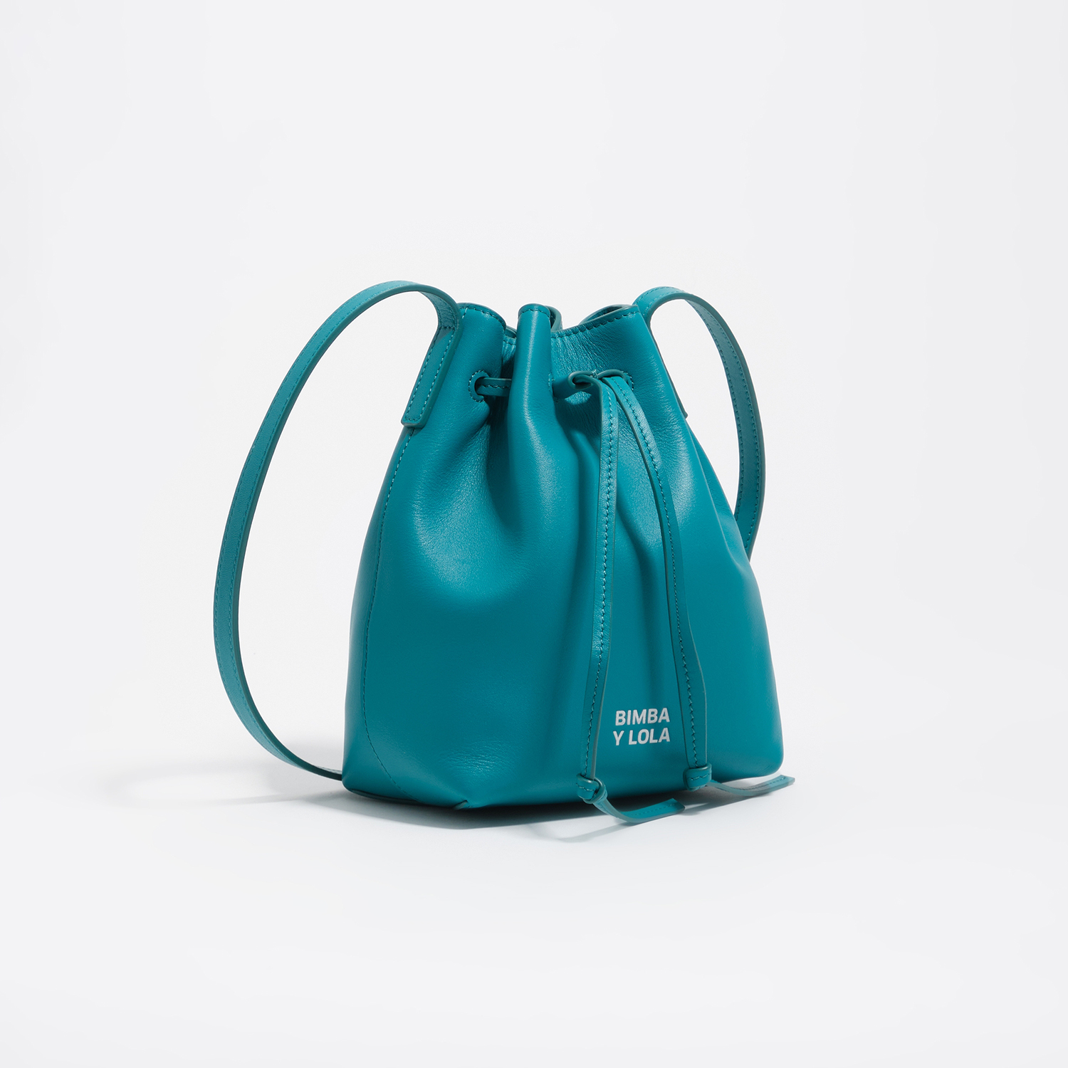 BIMBA Y LOLA Tropical green small leather bucket bag