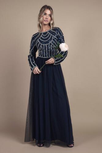 Coast Girl's Teen Pearl Embellished Bodice Bridesmaid Tulle Skirt Dress in Navy | Size: 12/13 Years