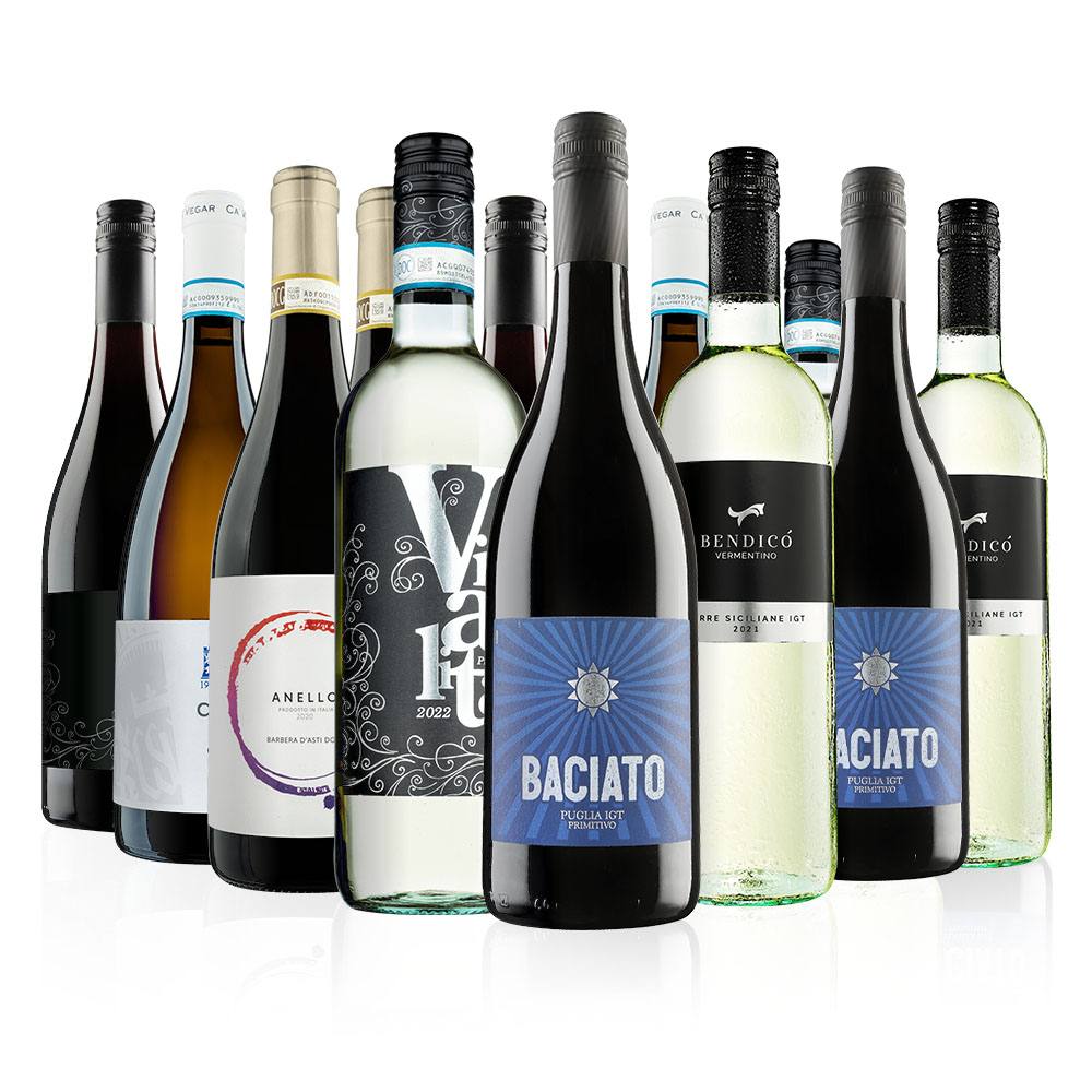 Virgin Wines Italian Customer Favourites Mixed Wine case 12 Bottles (75cl) in White