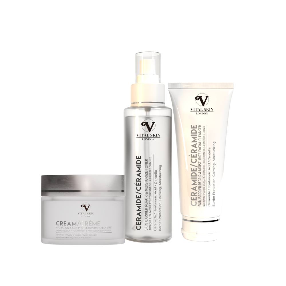 Vital Skin London Skincare Protection Set (ceramide & centella)with SPF30 day cream in Silver | Size: 120ml
