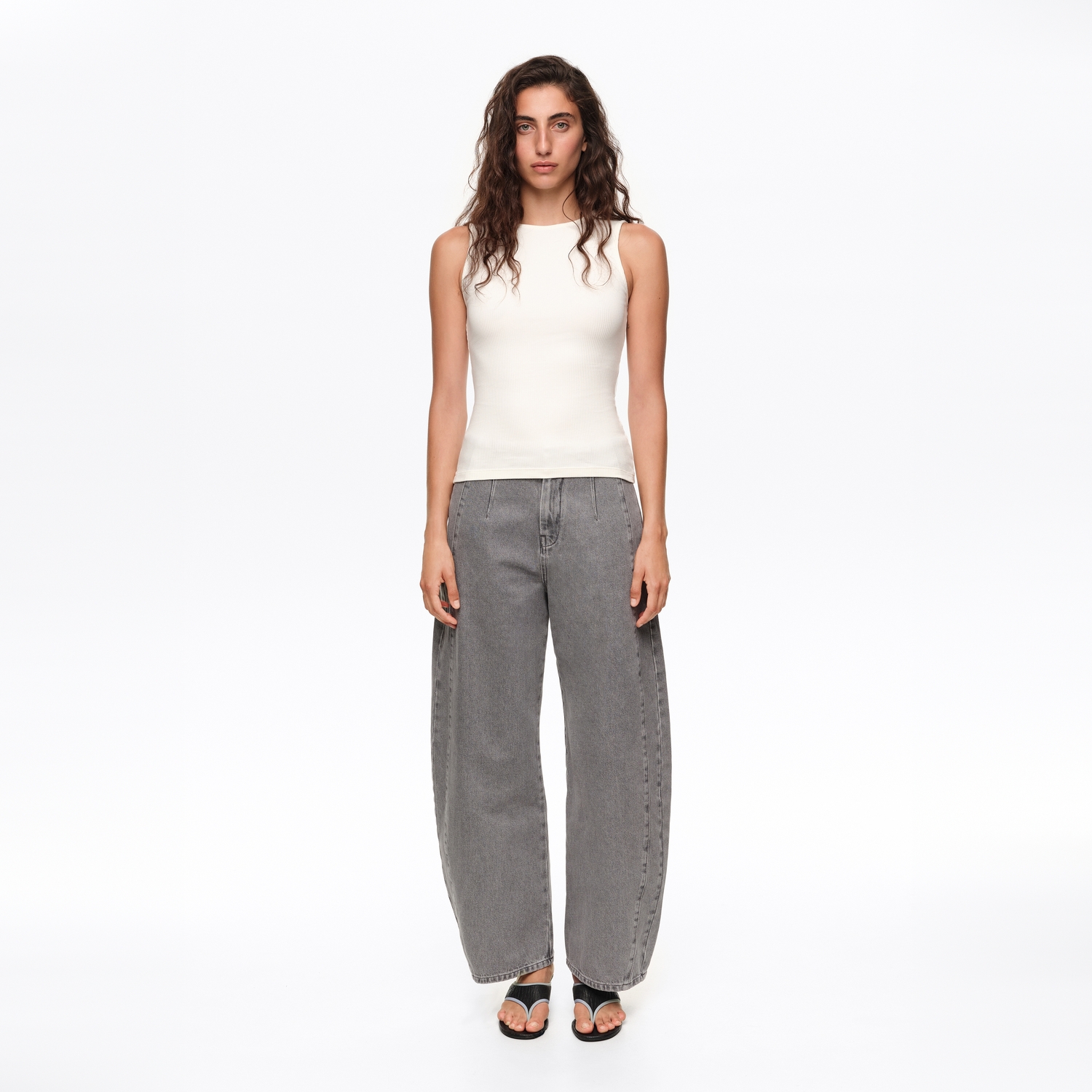 BIMBA Y LOLA Ivory fitted boat-neck top