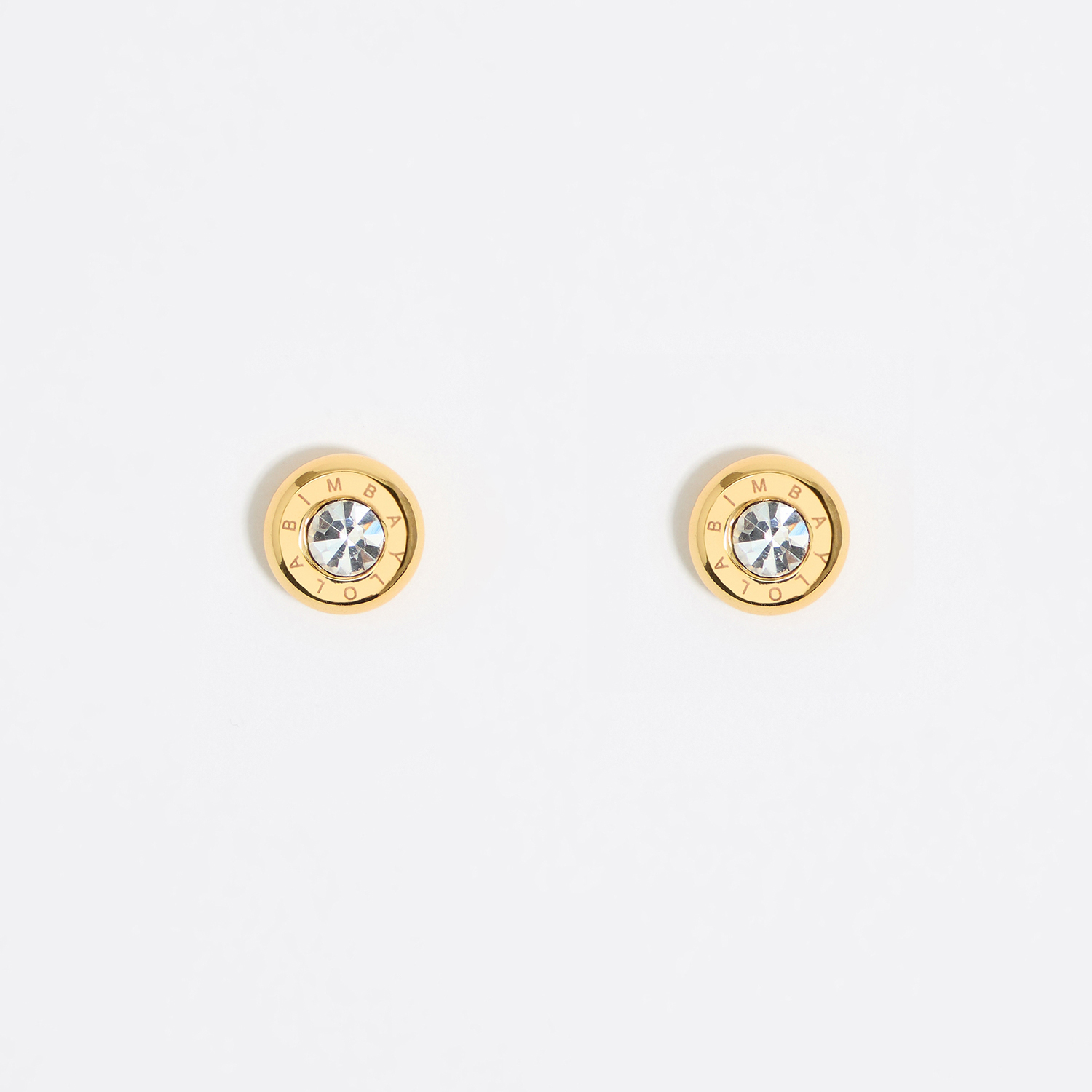 BIMBA Y LOLA Gold logo and crystal earrings