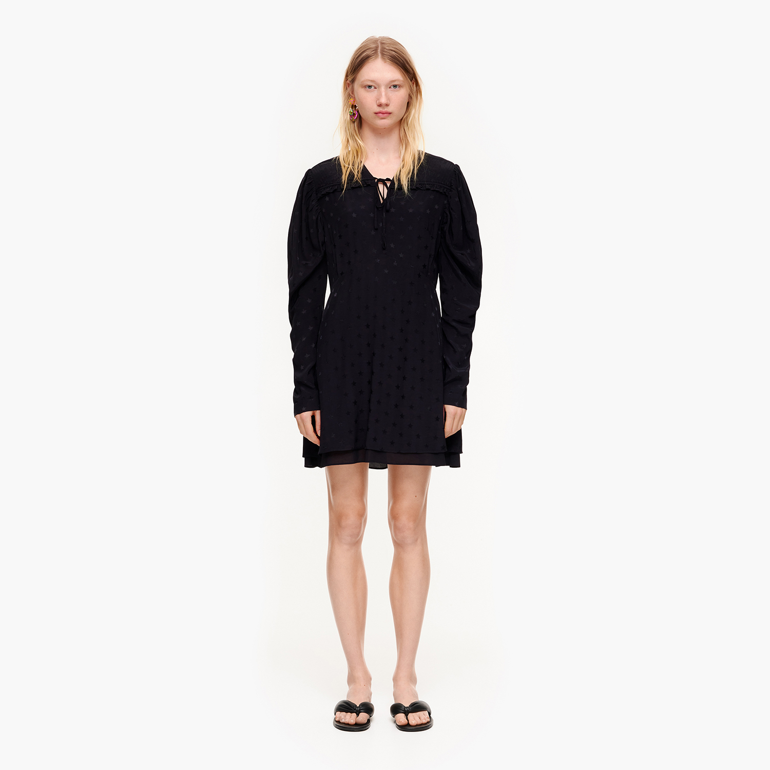 Photograph of Bimba Y Lola Short fluid black jacquard dress
