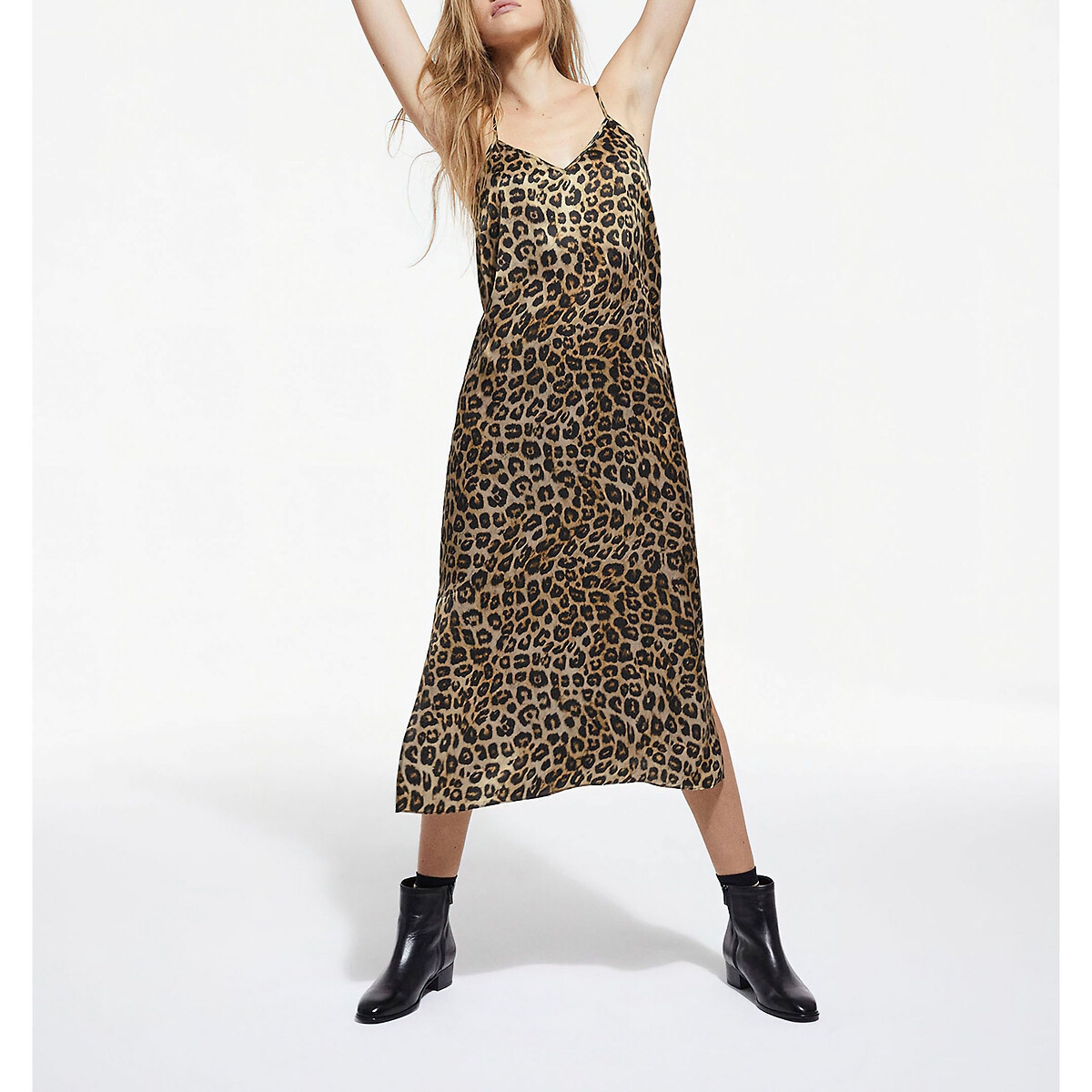 The Kooples Silk Midi Shift Dress in Leopard Print Rather Saucy