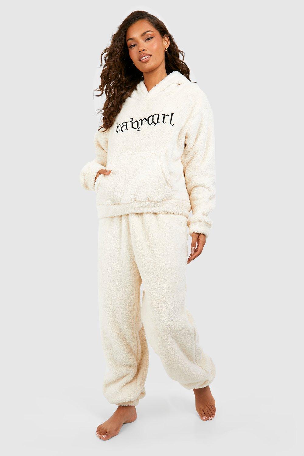 Boohoo Womens Baby Girl Slogan Fleece Loungewear Set Rather Saucy