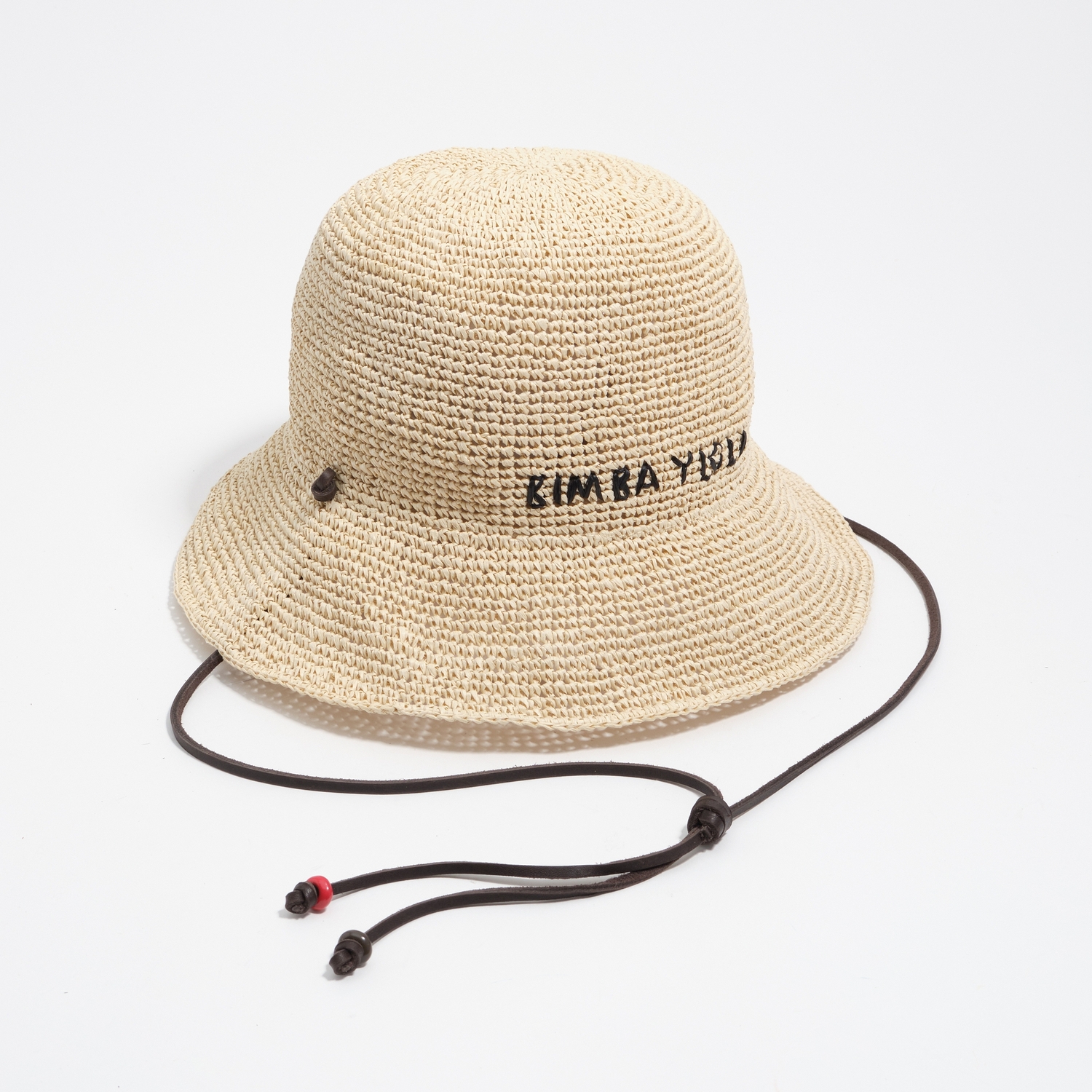 BIMBA Y LOLA Natural paper raffia hat with leather