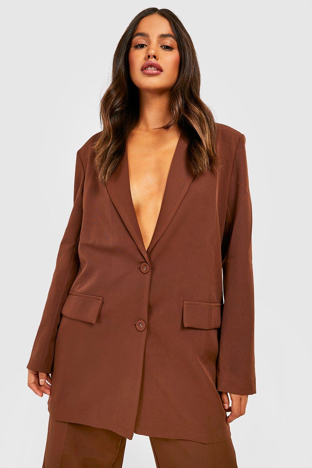 Boohoo Womens Tailored Single Breasted Oversized Blazer Rather Saucy