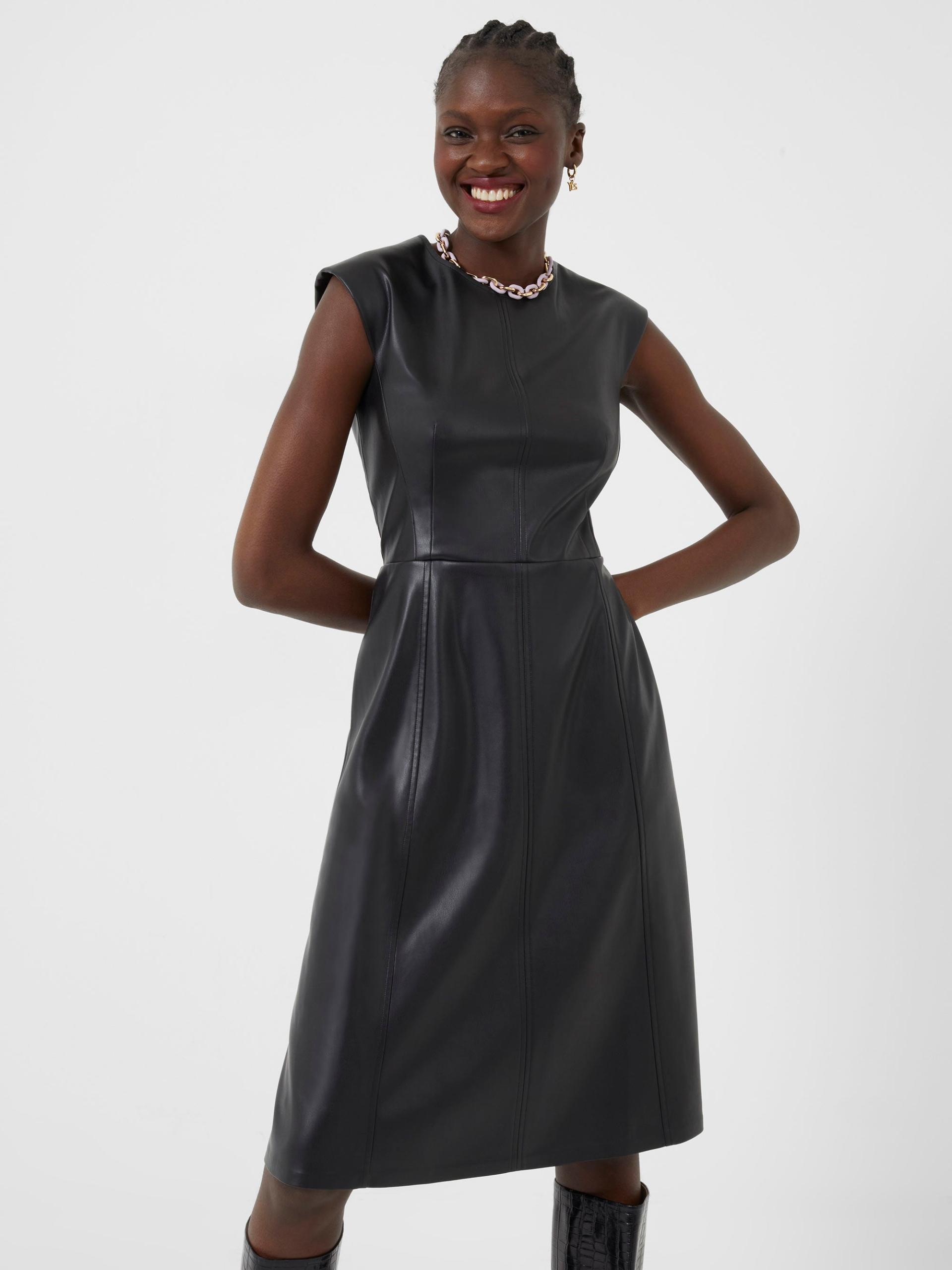 French Connection Etta Recycled Vegan Leather Dress Black Rather Saucy