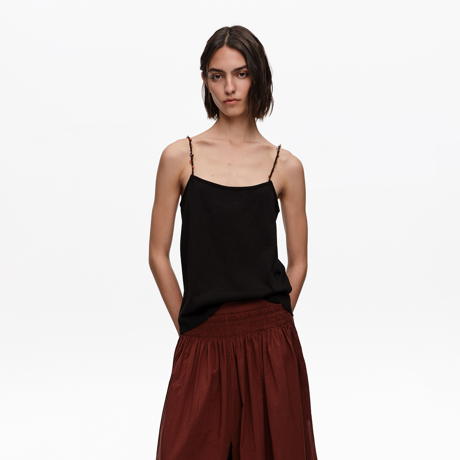 BIMBA Y LOLA Black strappy top with decorative stones