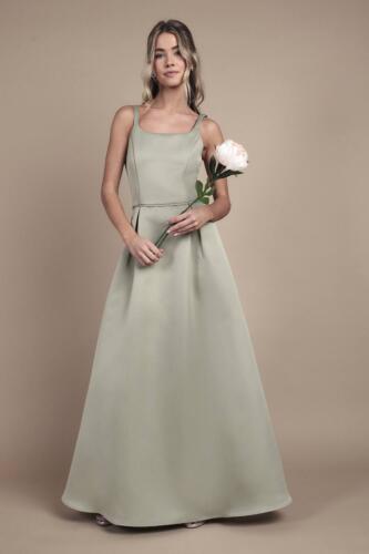 Coast Girl's Teen Structured Satin Full Skirted Bridesmaid Dress in Sage | Size: 10/11 Years