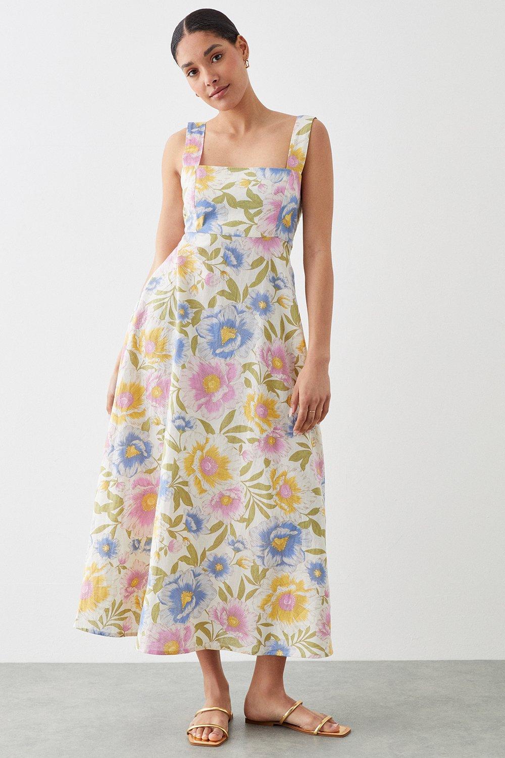 Photograph of Dorothy Perkins Womens Large Floral Tie Midi Dress