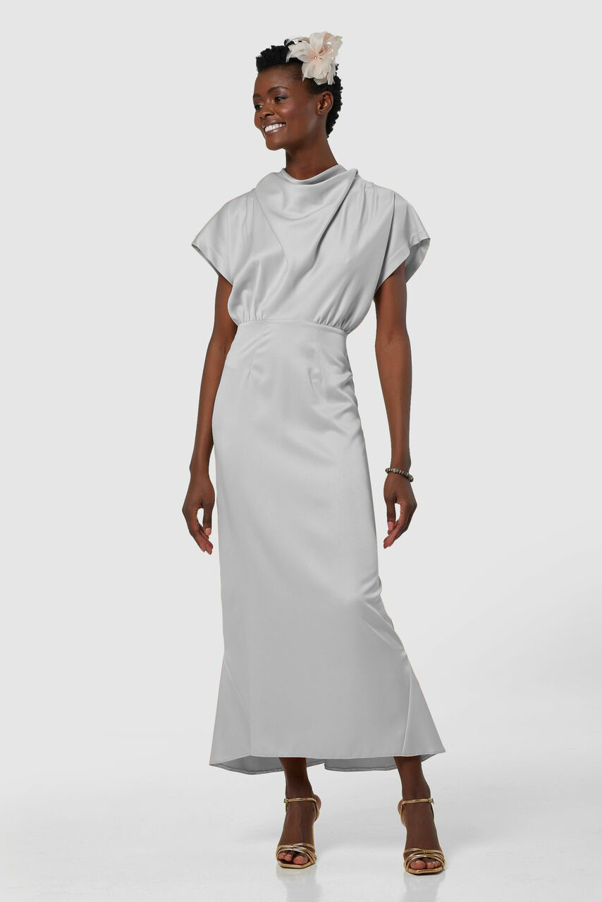Closet London Silver High Neck Kimono Midi Dress Rather Saucy